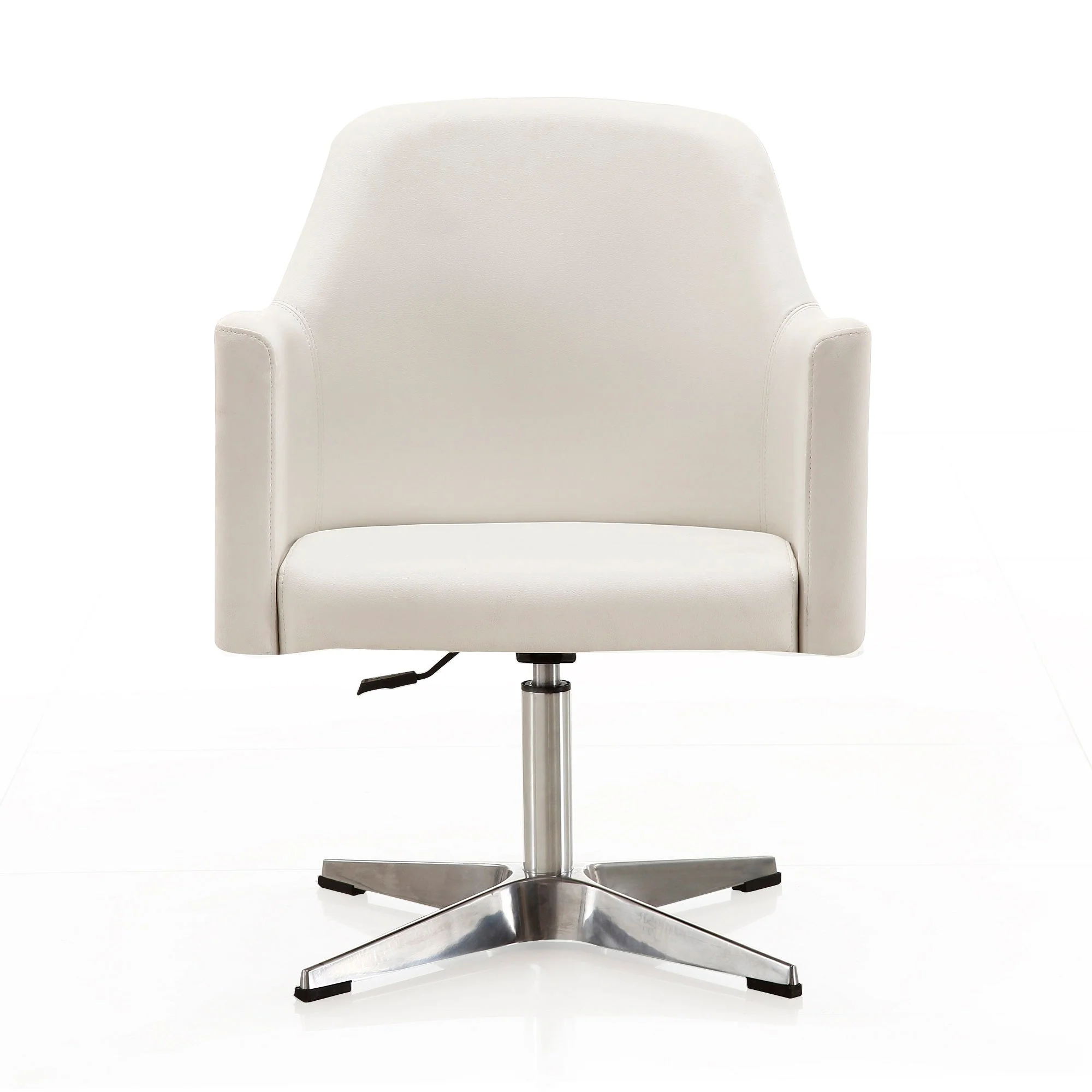 Pelo Adjustable Height Swivel Accent Chair in White and Polished Chrome (set of 2) - Image 4