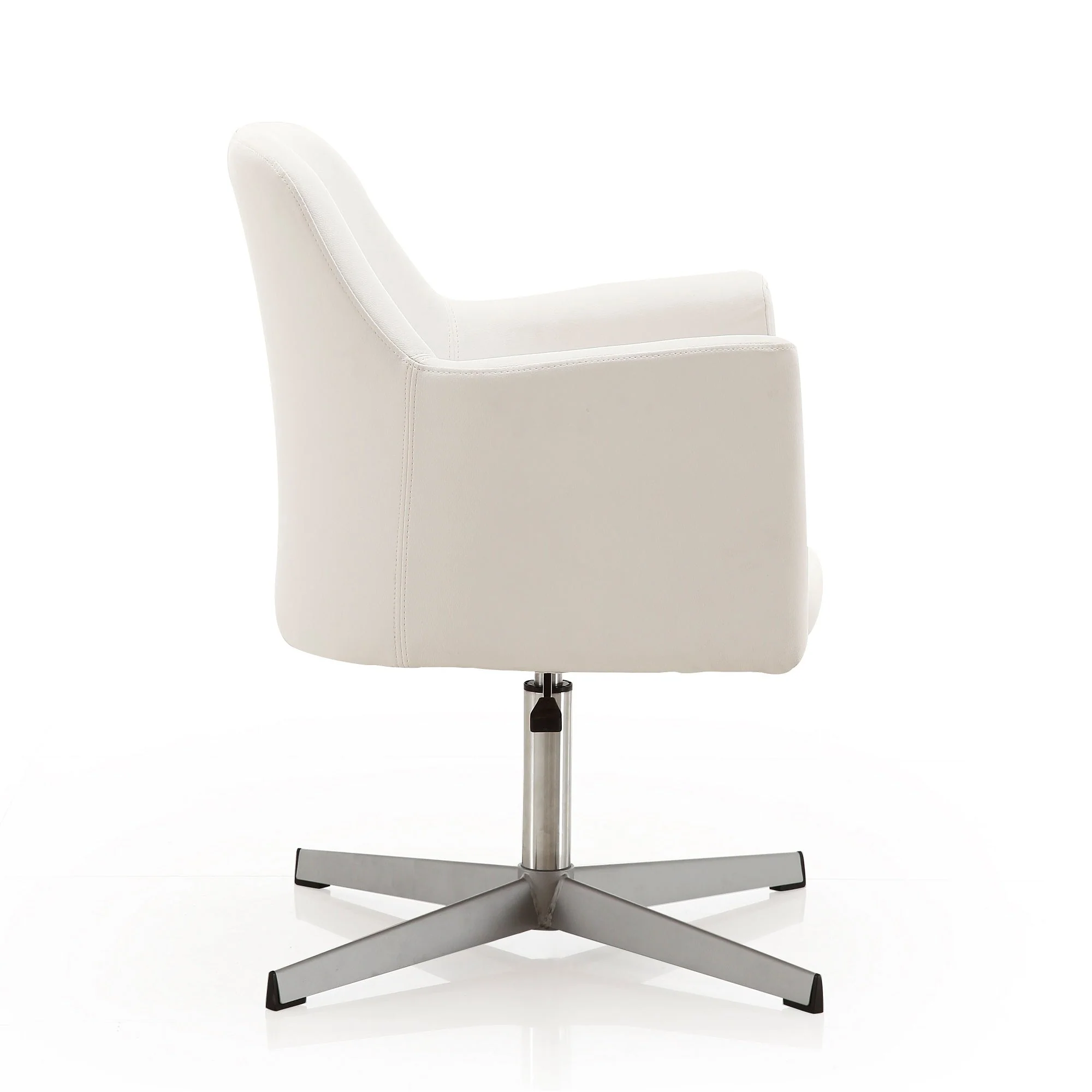 Pelo Adjustable Height Swivel Accent Chair in White and Polished Chrome (set of 2) - Image 5
