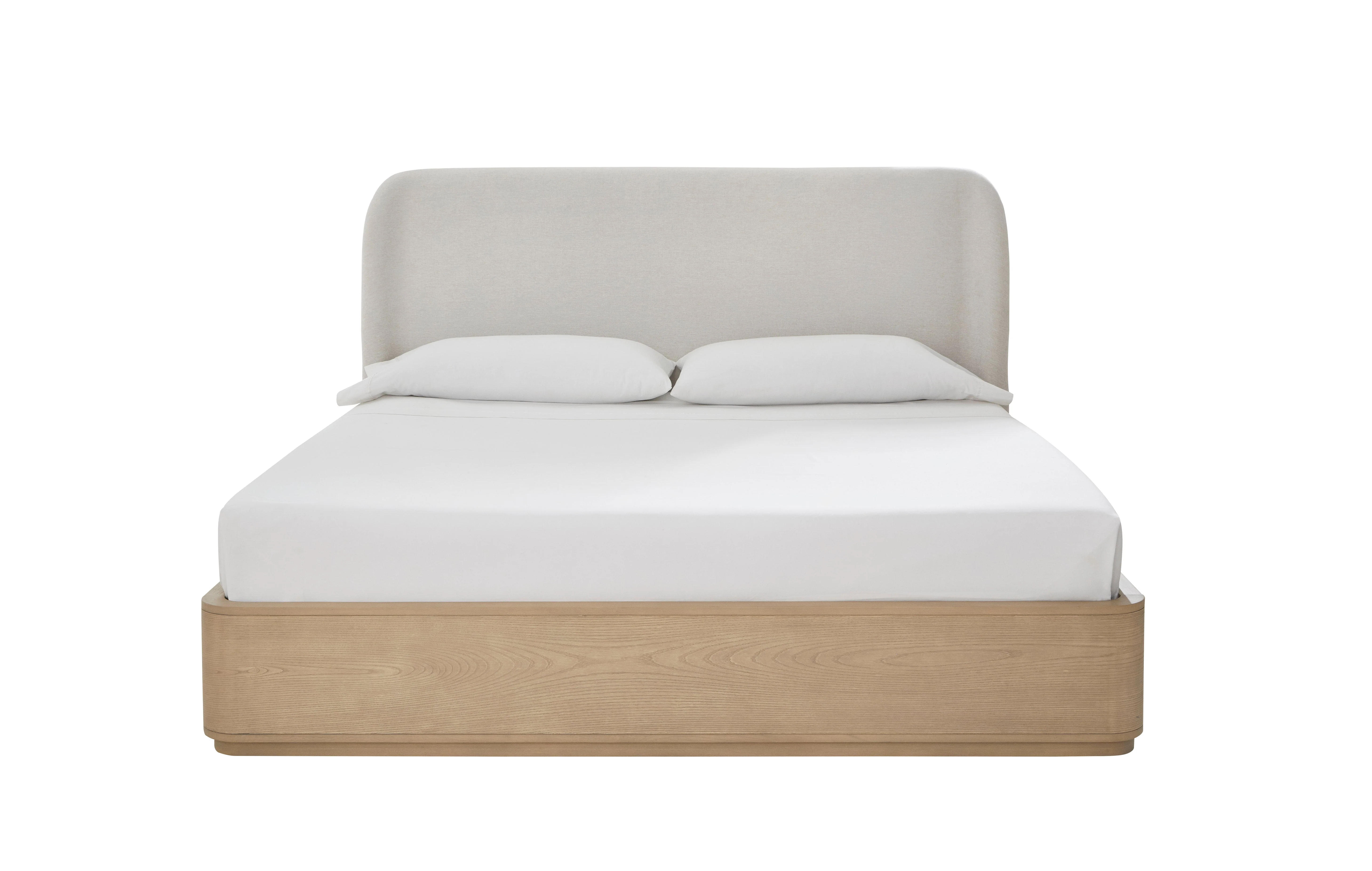 Penny Queen Upholstered Platform Bed in Buff Cream Ash and Oatmeal Linen - Image 3