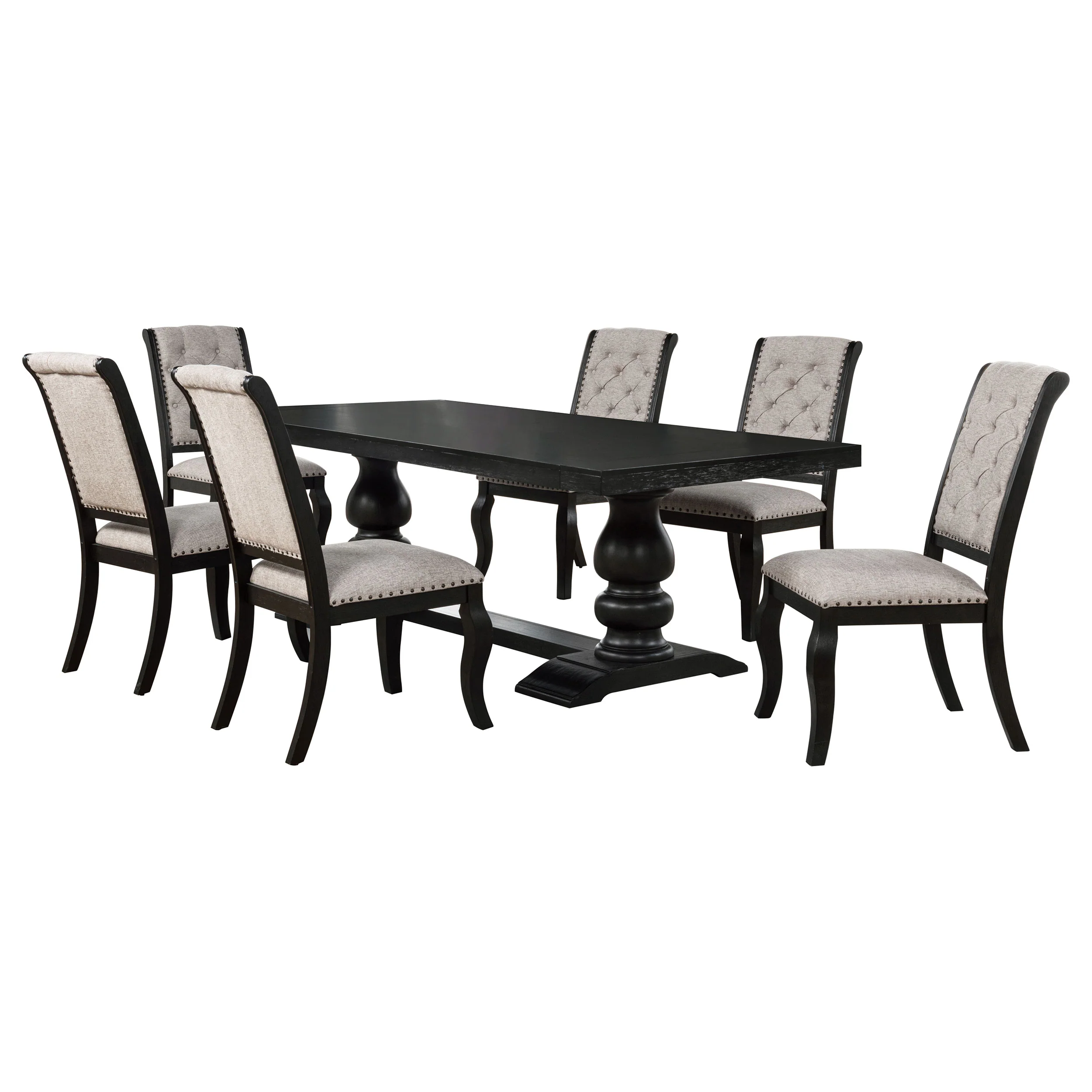 Phelps Distressed Noir 7-piece Rectangular Dining Table Set - Image 2