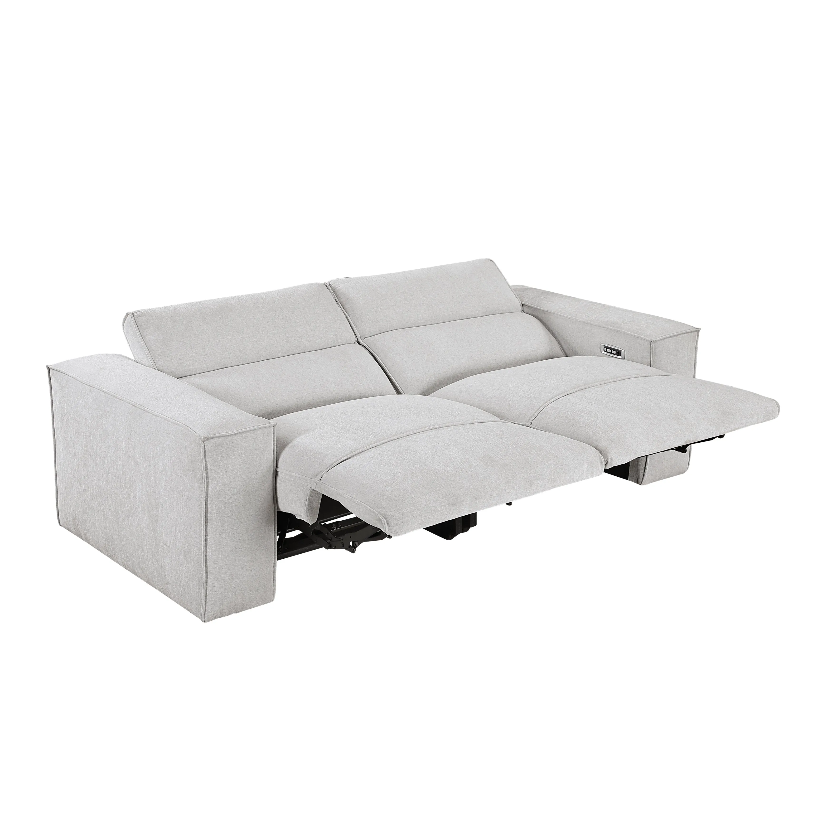 Phoebe Light Gray Power Double Reclining Loveseat with Power Headrests - Image 2