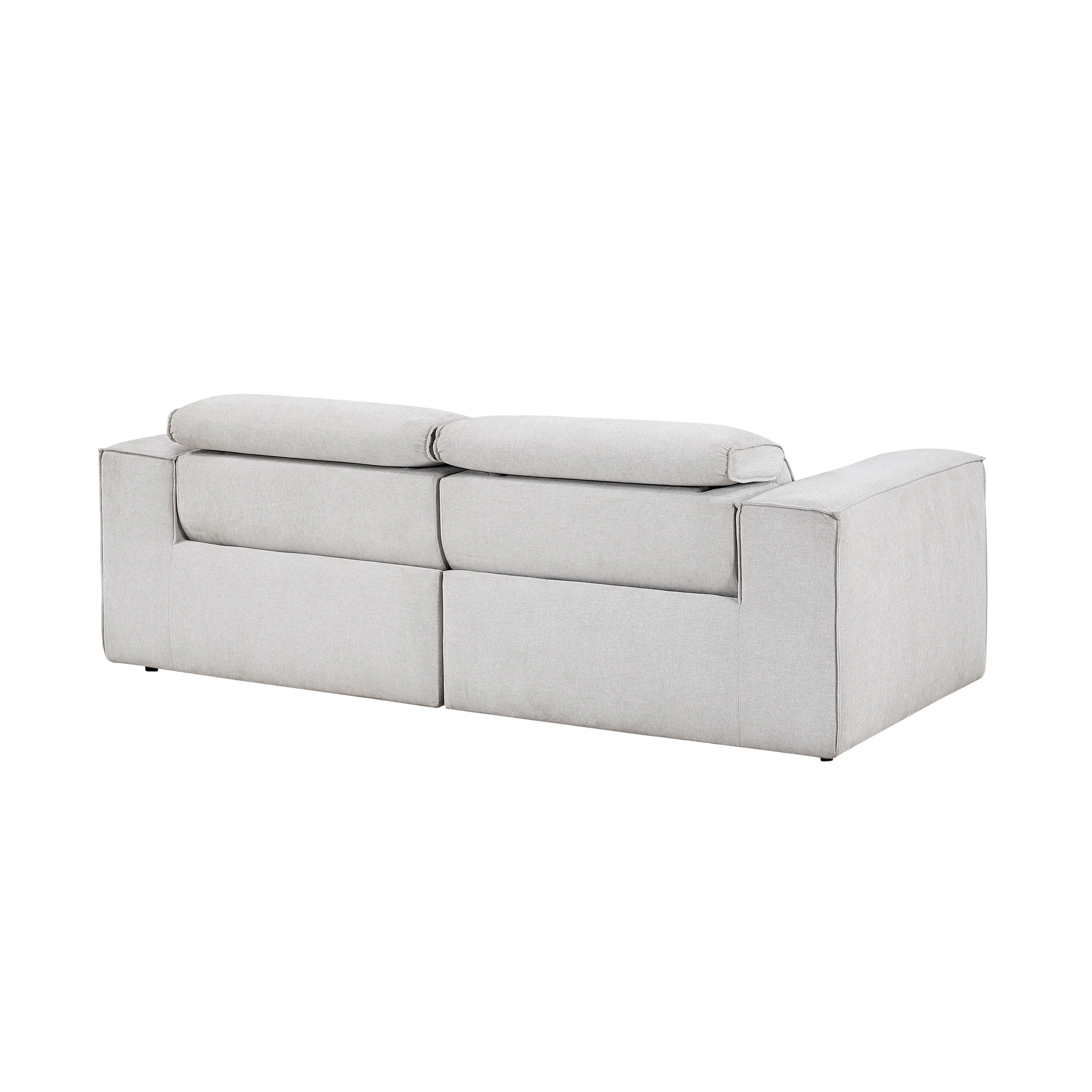 Phoebe Light Gray Power Double Reclining Loveseat with Power Headrests - Image 4