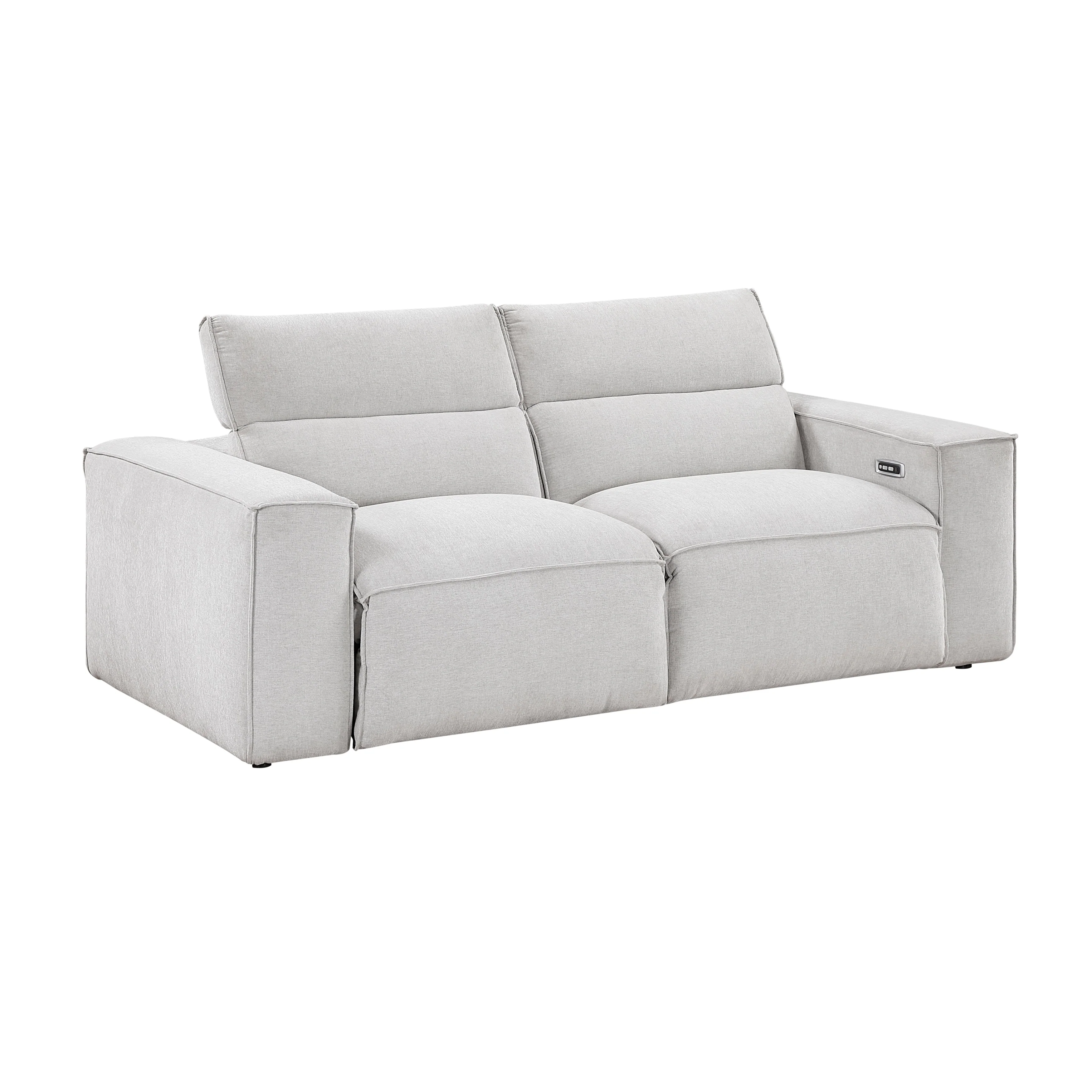 Phoebe Light Gray Power Double Reclining Loveseat with Power Headrests - Image 6