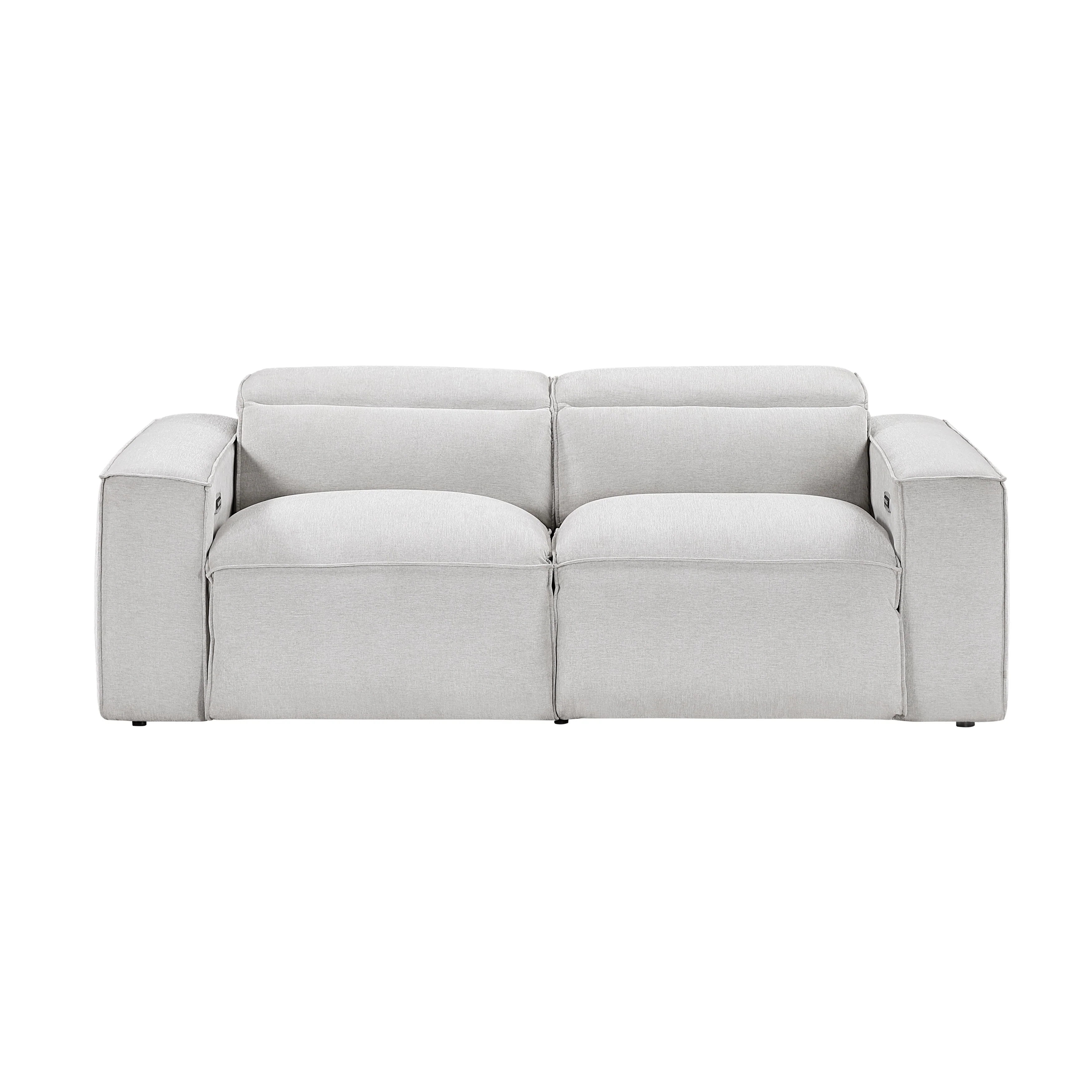 Phoebe Light Gray Power Double Reclining Sofa and Loveseat - Image 9