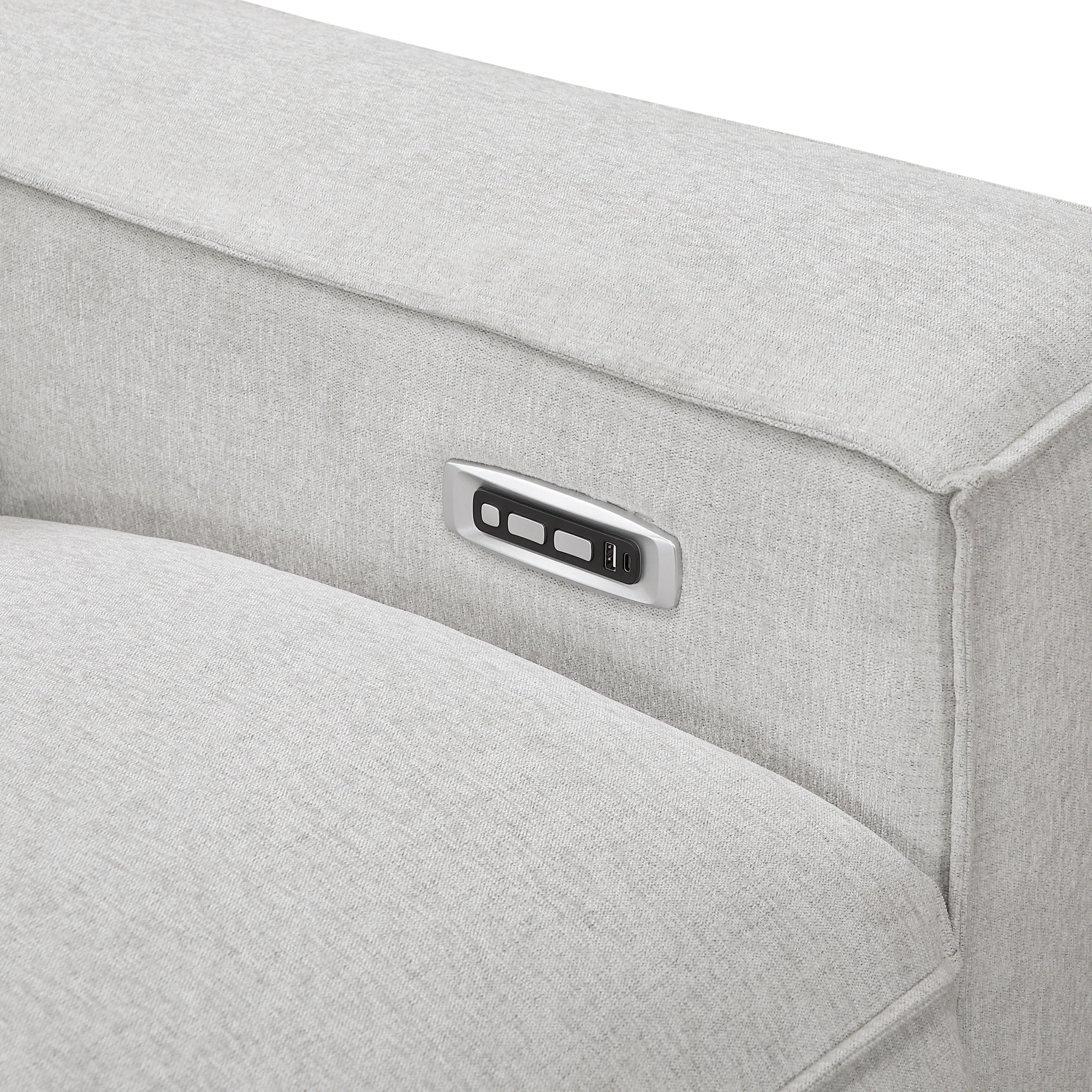 Phoebe Light Gray Power Double Reclining Sofa with Power Headrests - Image 8