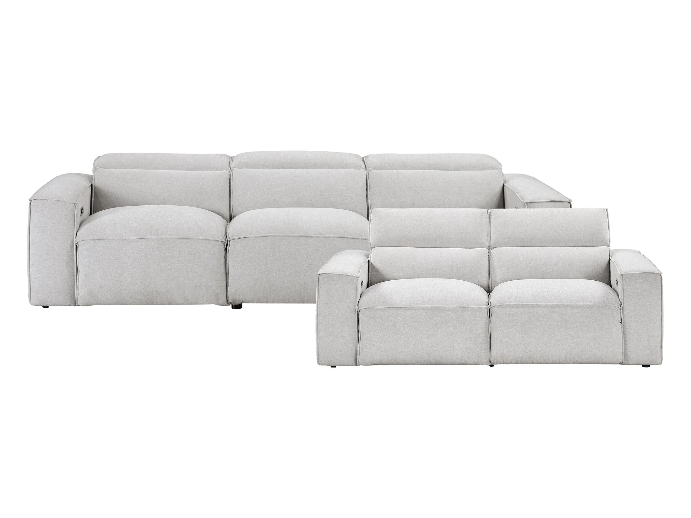 Phoebe Light Gray Power Reclining Sofa and Loveseat - Image 2