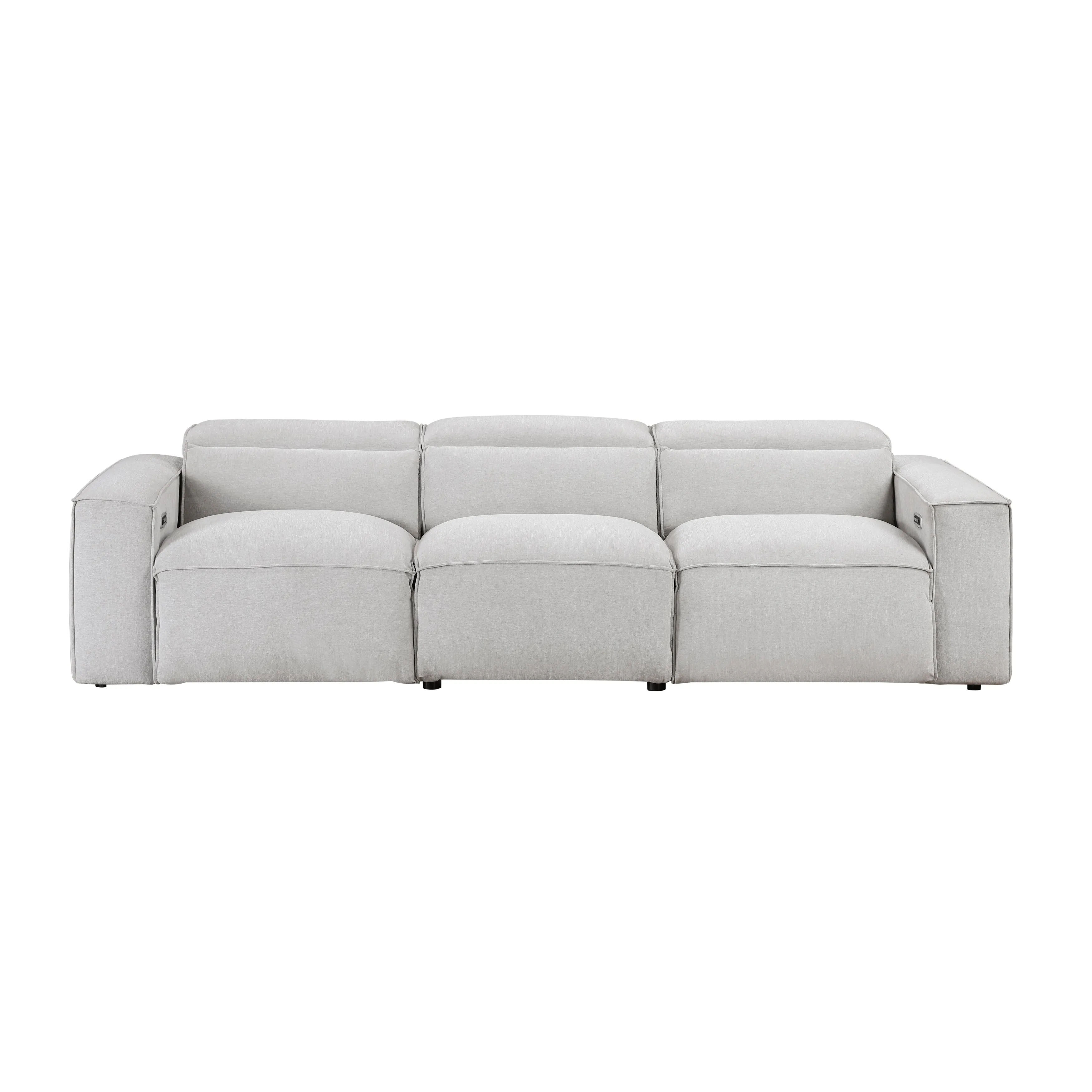 Phoebe Light Gray Power Reclining Sofa and Loveseat - Image 3