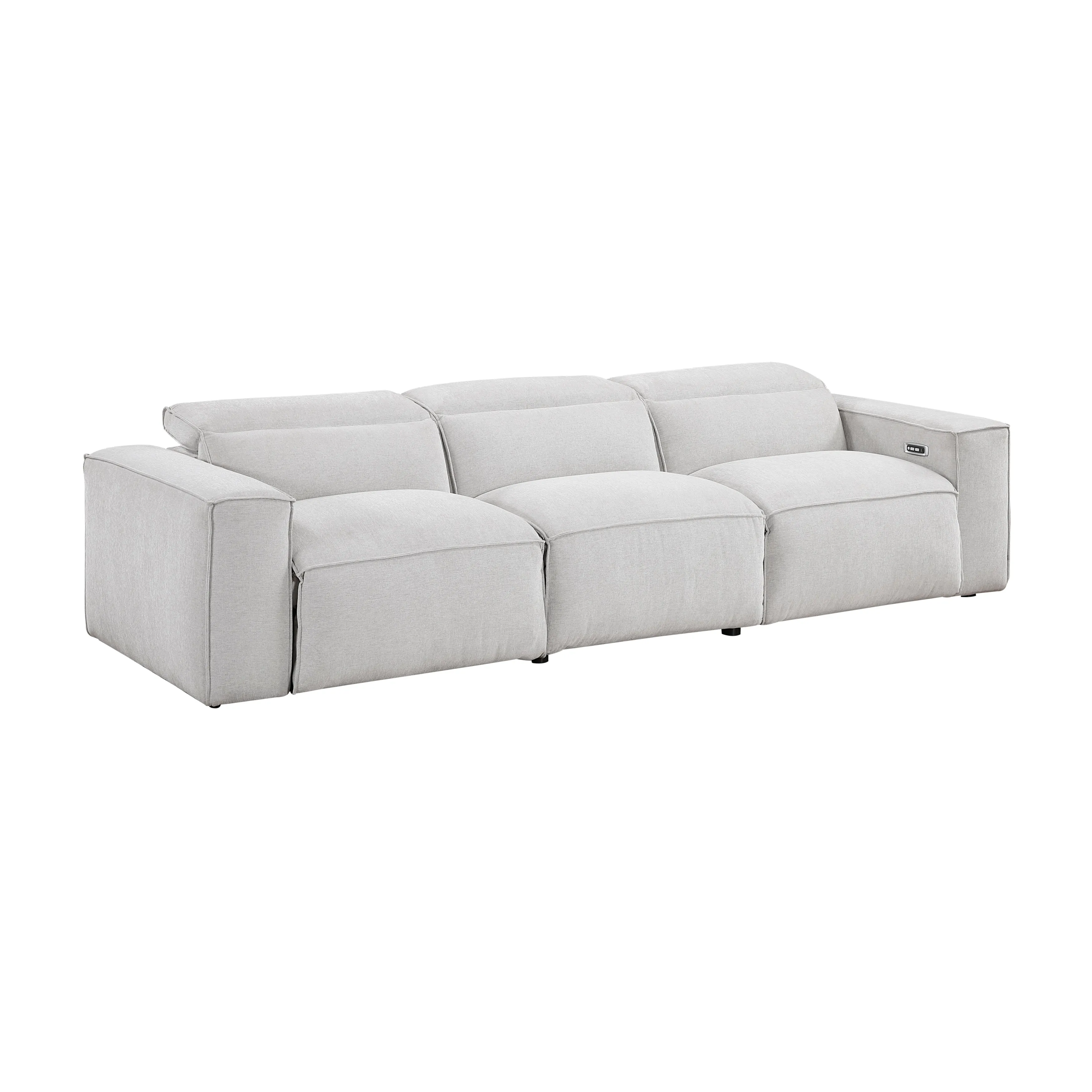 Phoebe Light Gray Power Reclining Sofa and Loveseat - Image 4