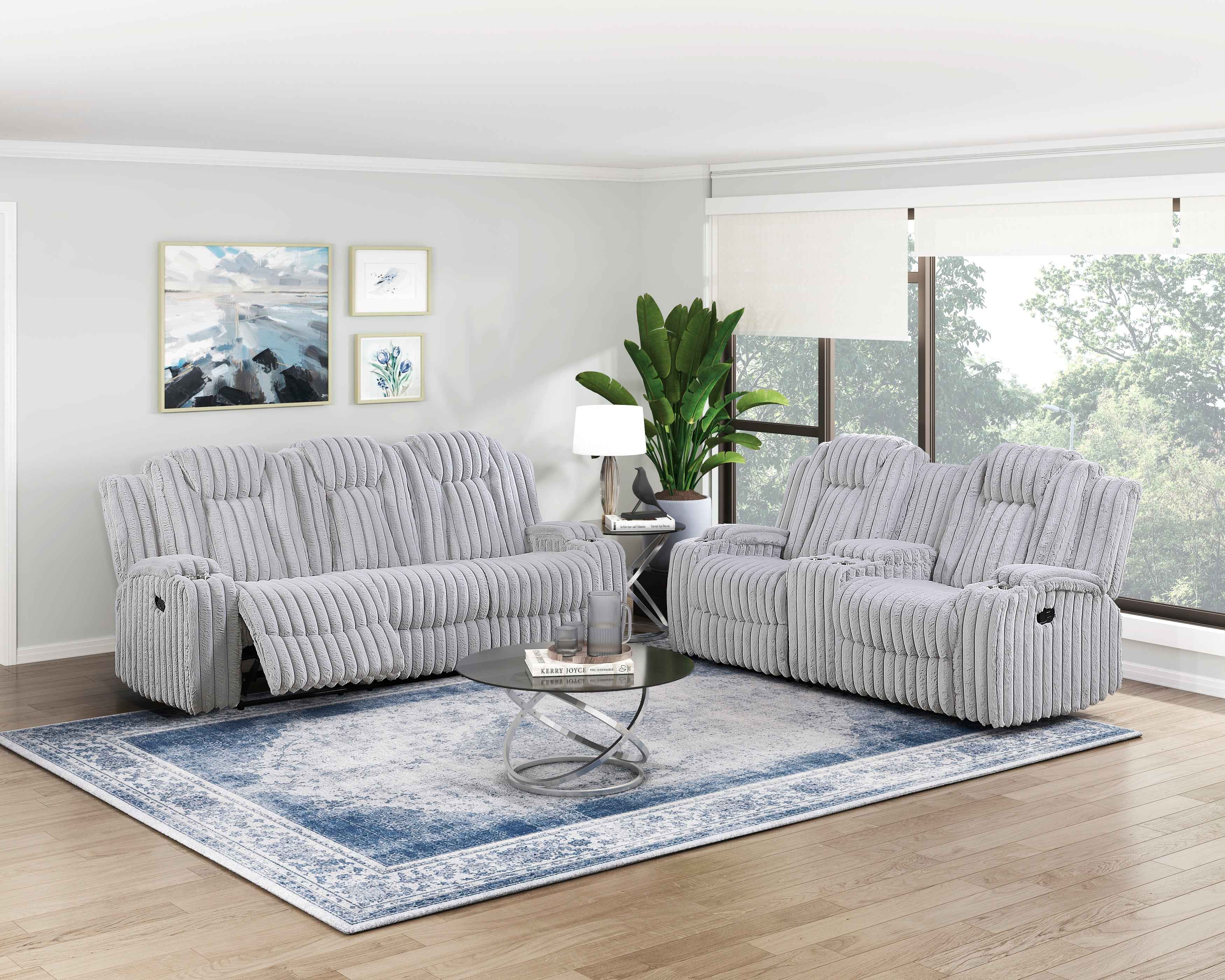 Phyllis Light Gray Double Reclining Sofa - Image 7