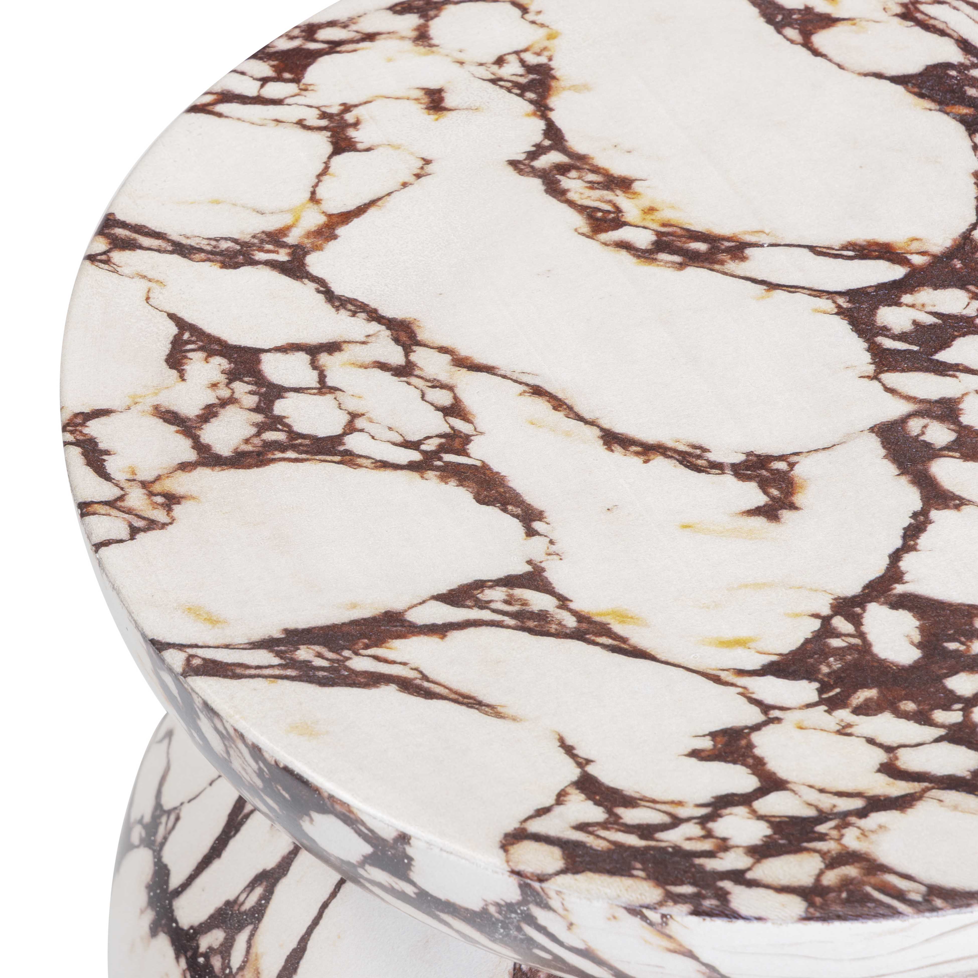 Pia Red Faux Marble Indoor/Outdoor Concrete Side Table - Image 5