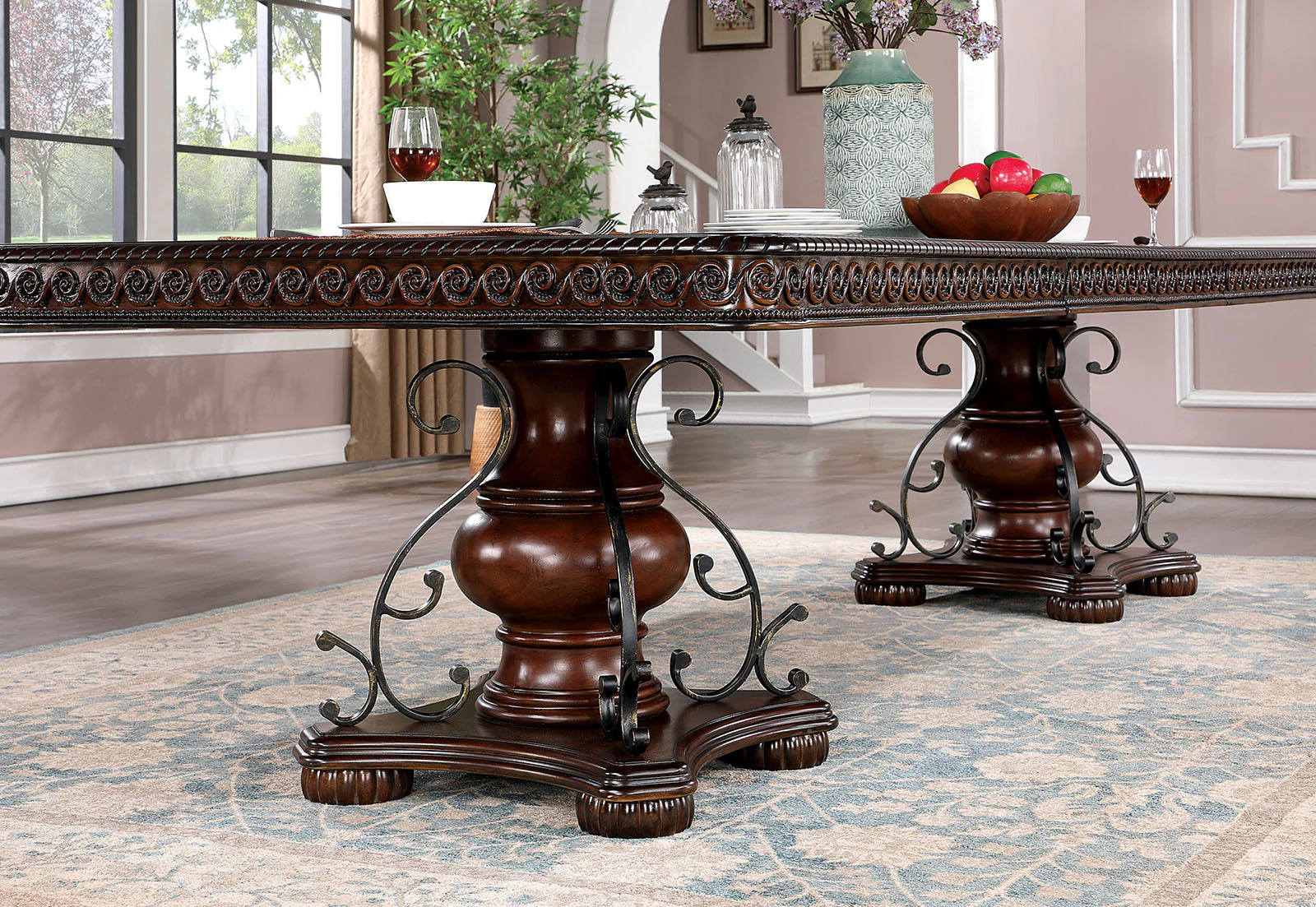 Picardy Brown Cherry 7 Pc Dining Table Set - Image 2