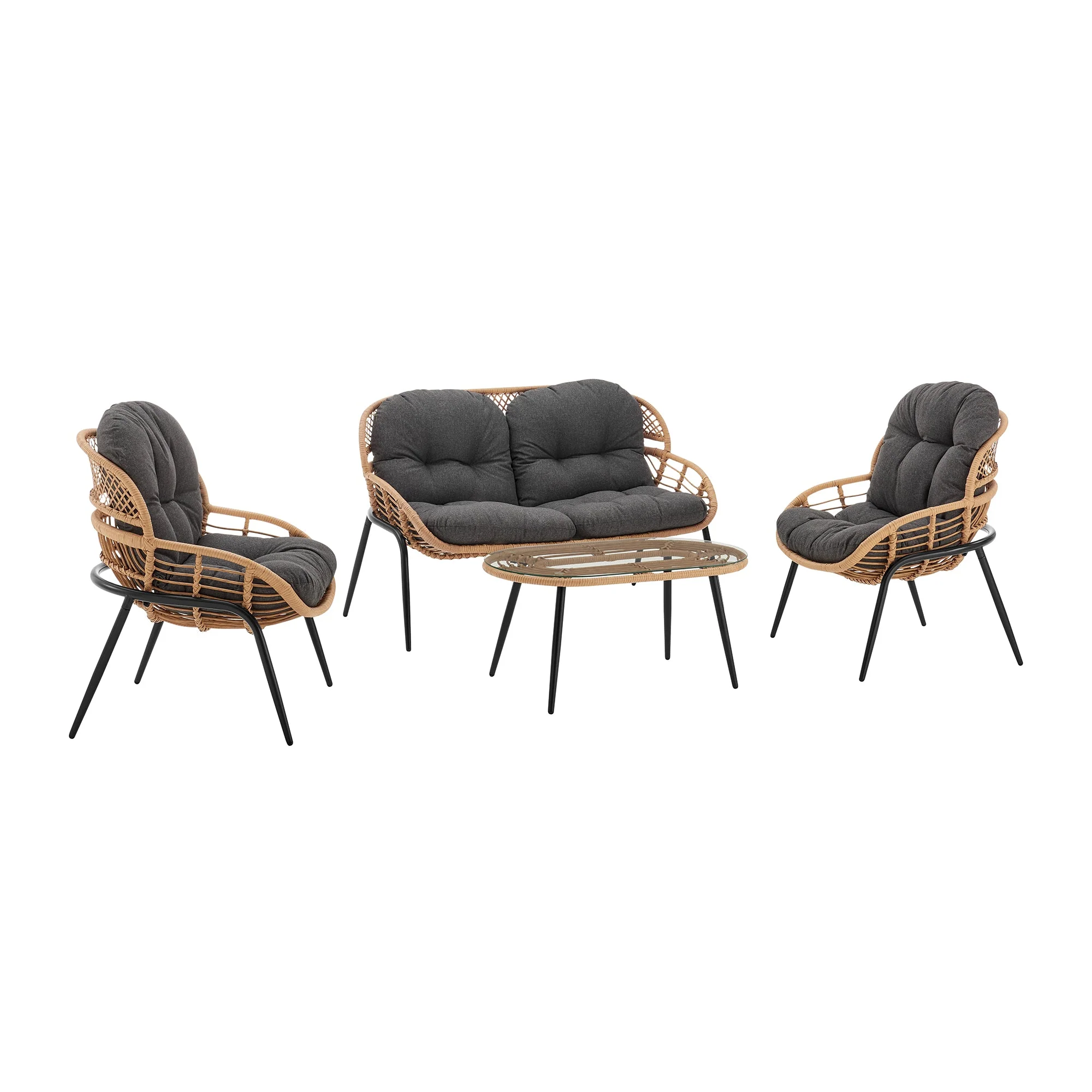 Pine 4-Piece Patio Conversation Set in Grey - Image 7