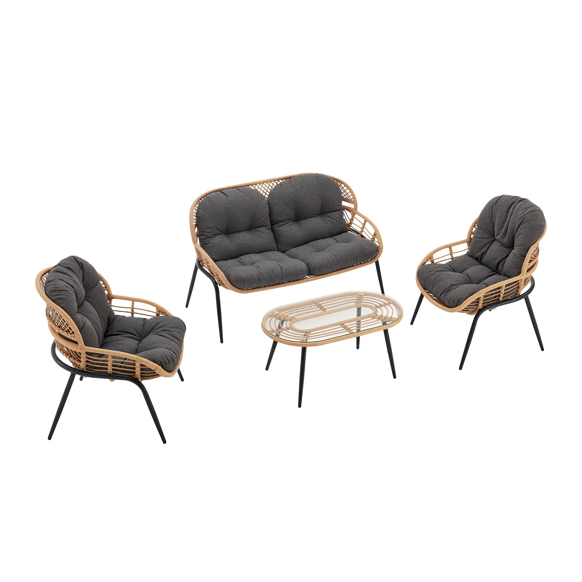 Pine 4-Piece Patio Conversation Set in Grey - Image 8