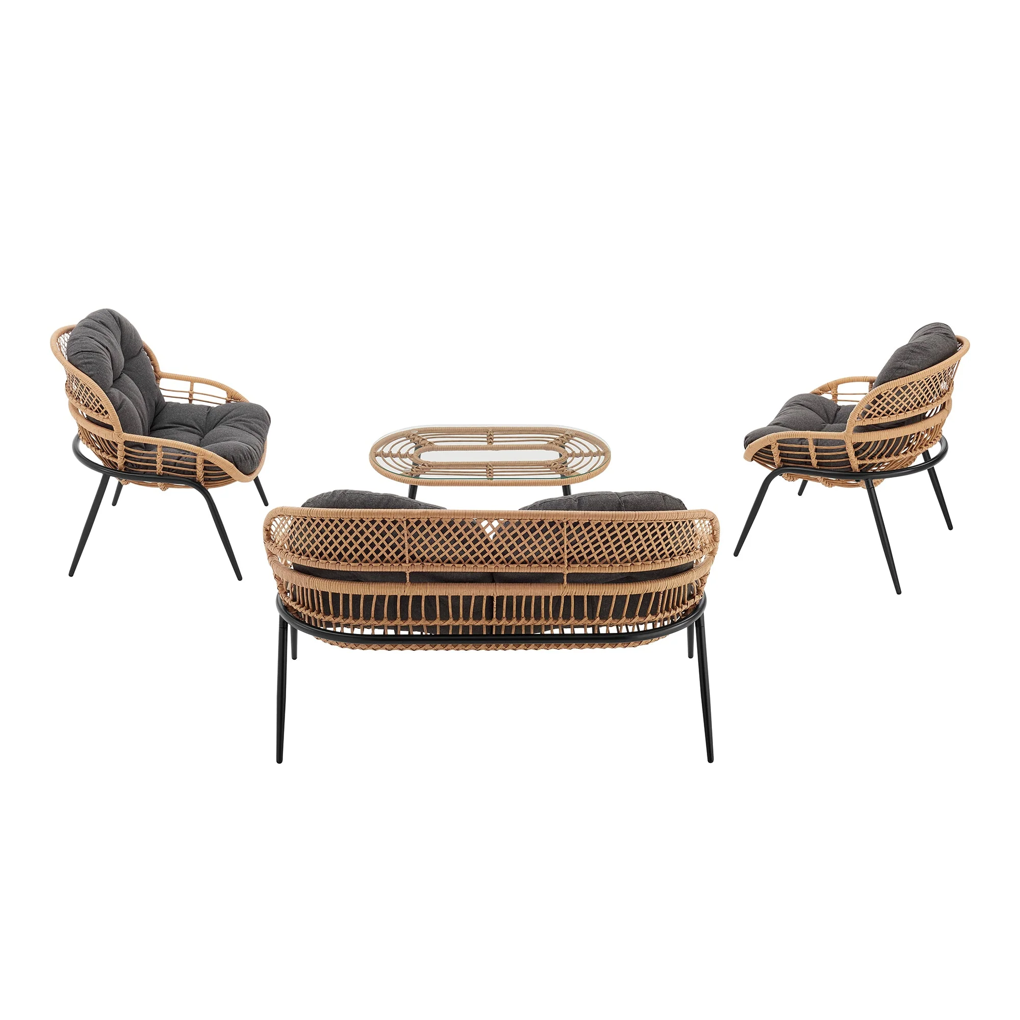 Pine 4-Piece Patio Conversation Set in Grey - Image 9