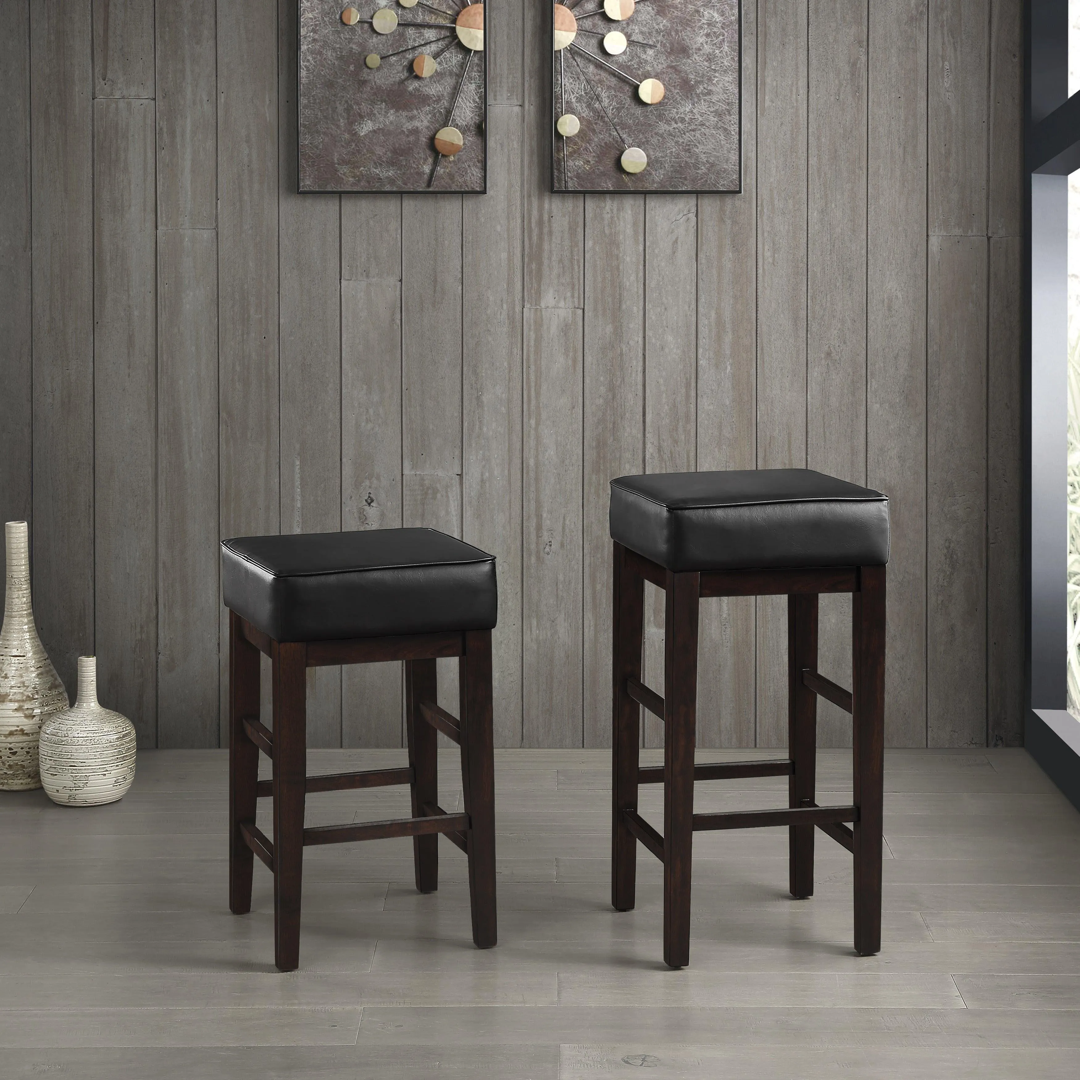 Pittsville Black/Espresso Pub Height Stool, Set of 2