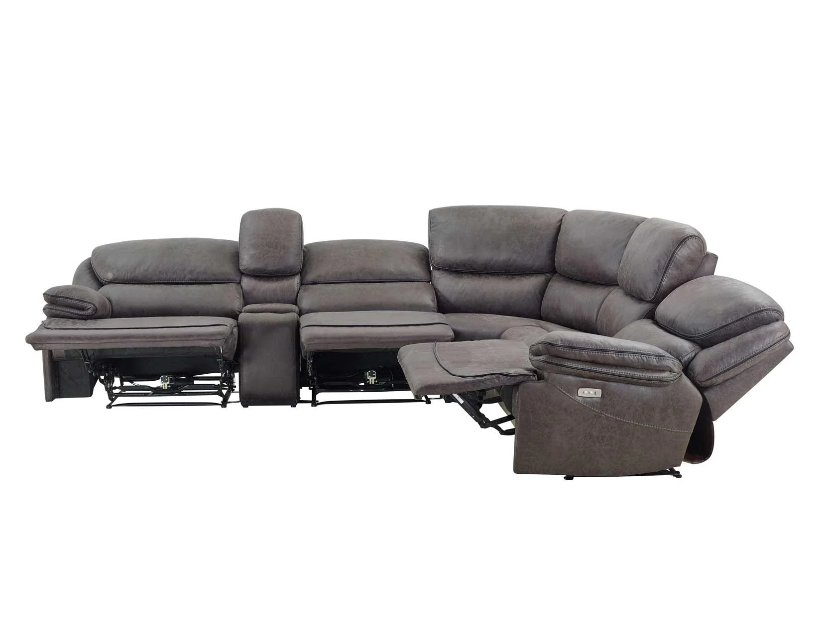 Plaza Smoked Gray 6-Piece Power Reclining Sectional - Image 3