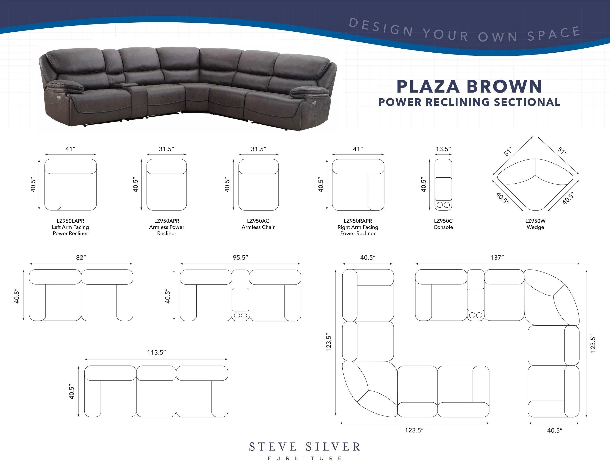 Plaza Smoked Gray 6-Piece Power Reclining Sectional - Image 9