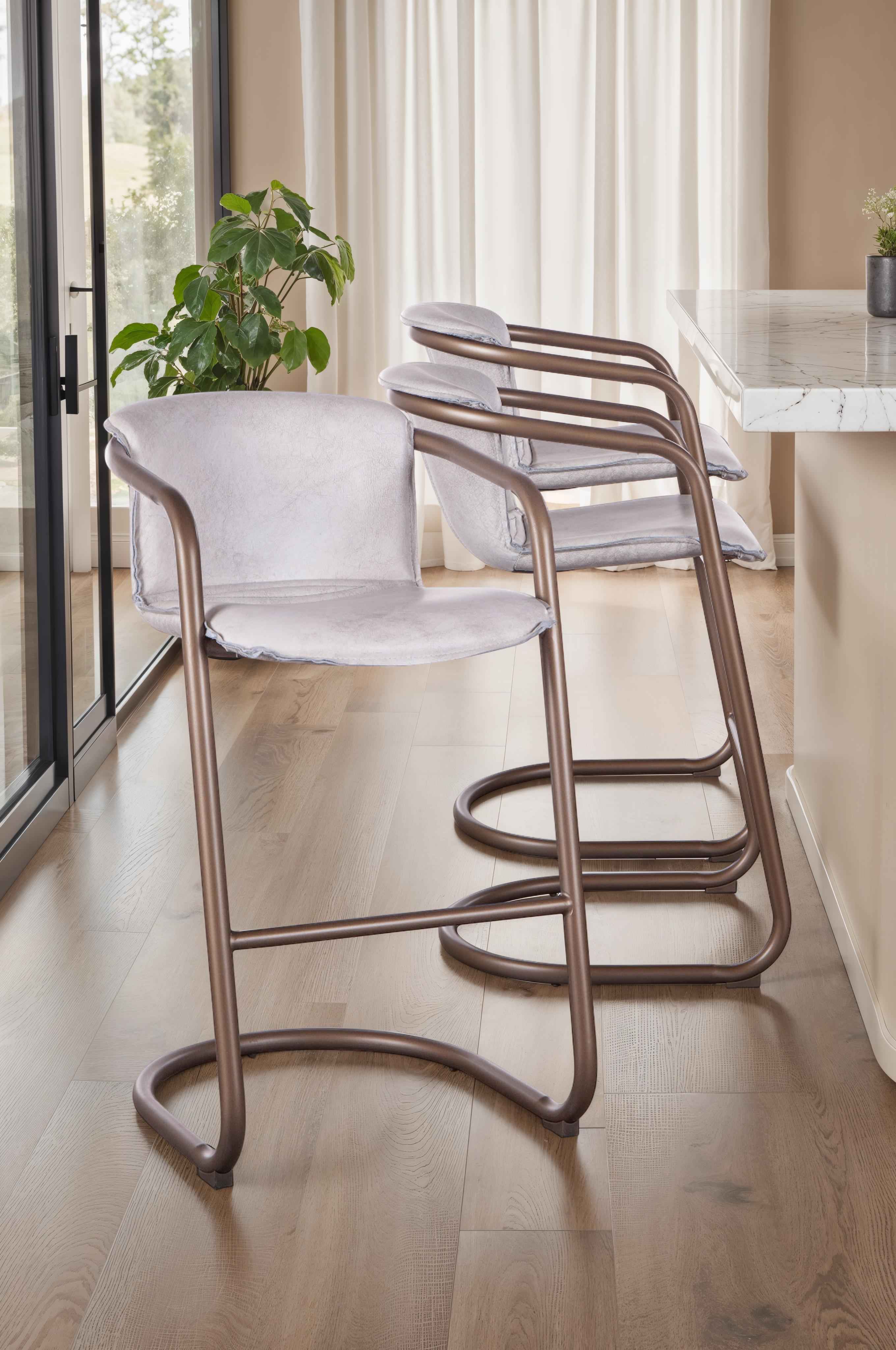 Portofino 22" Bar Chair in Vintage White Leather - Image 13