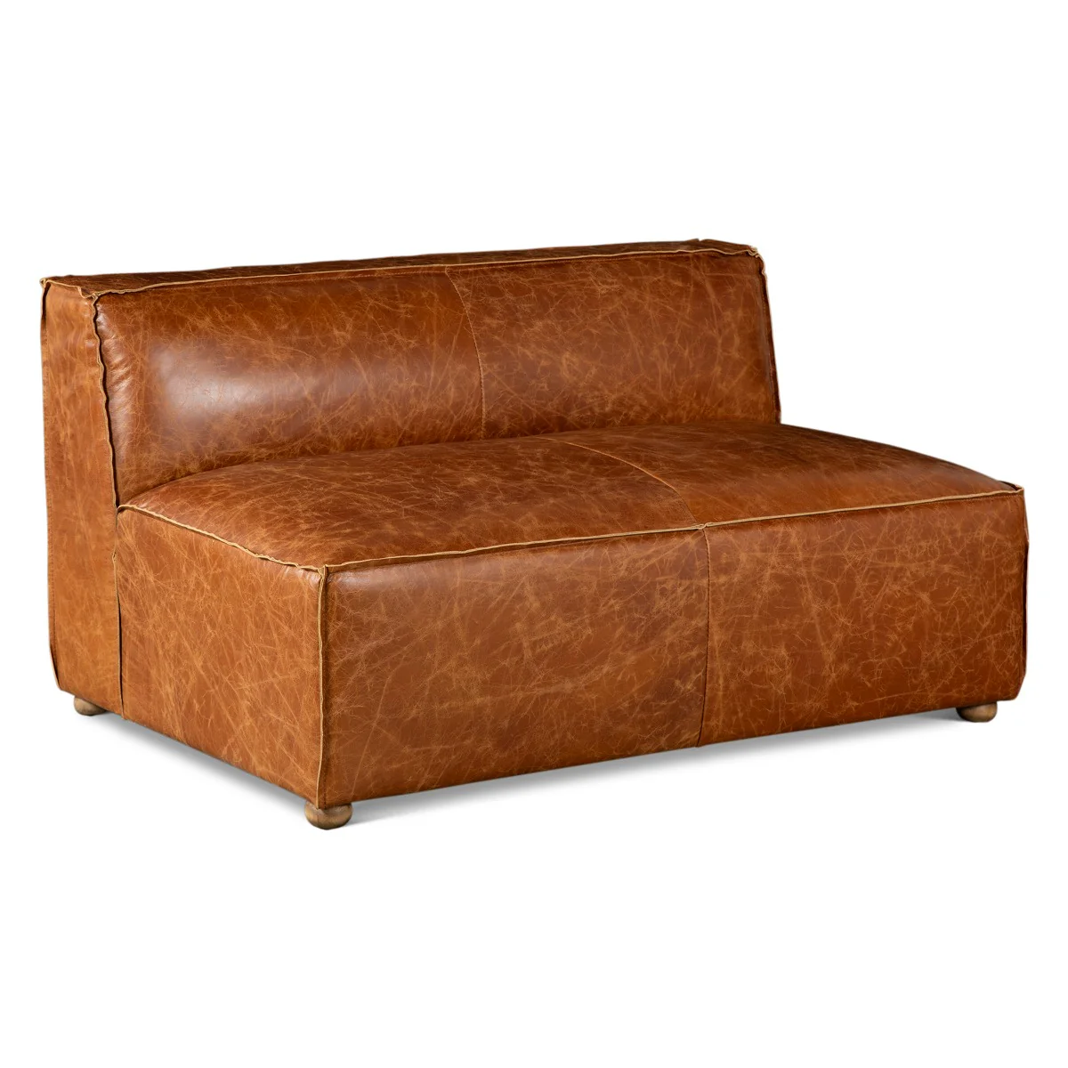 Portofino Loft Three Piece Sectional Sofa in Cocoa Brown Leather - Image 12
