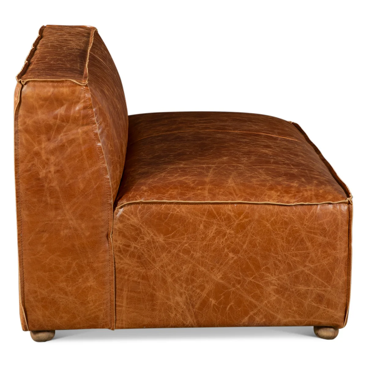 Portofino Loft Three Piece Sectional Sofa in Cocoa Brown Leather - Image 13