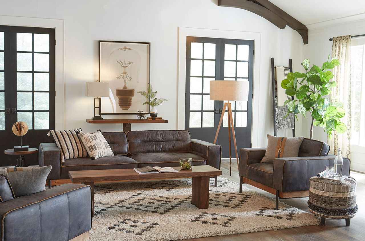 Portofino Modern 42" Accent Chair in Antique Ebony Leather - Image 3