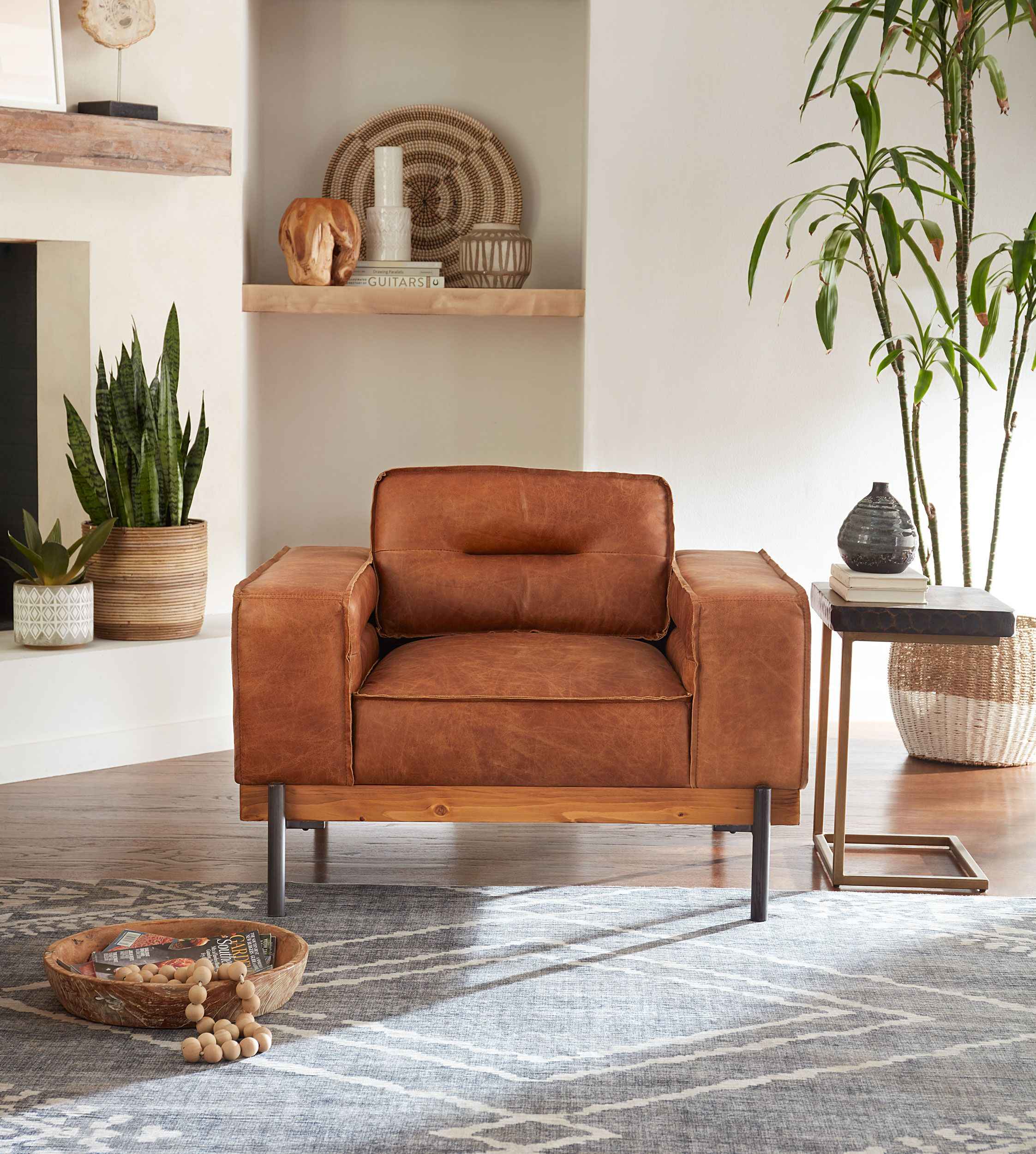 Portofino Modern 42" Accent Chair in Cocoa Brown Leather - Image 11