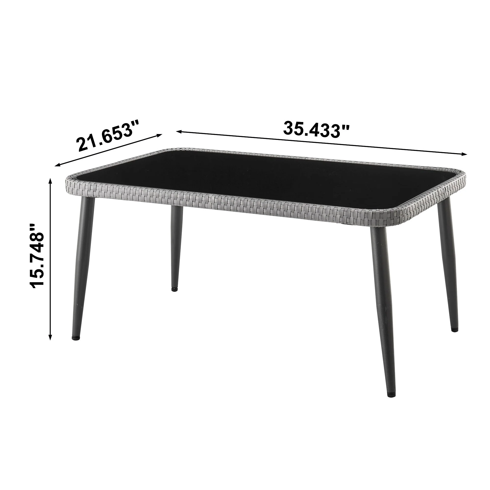 Portofino Patio 4-Person Conversation Set with Coffee Table with Grey Cushions - Image 5