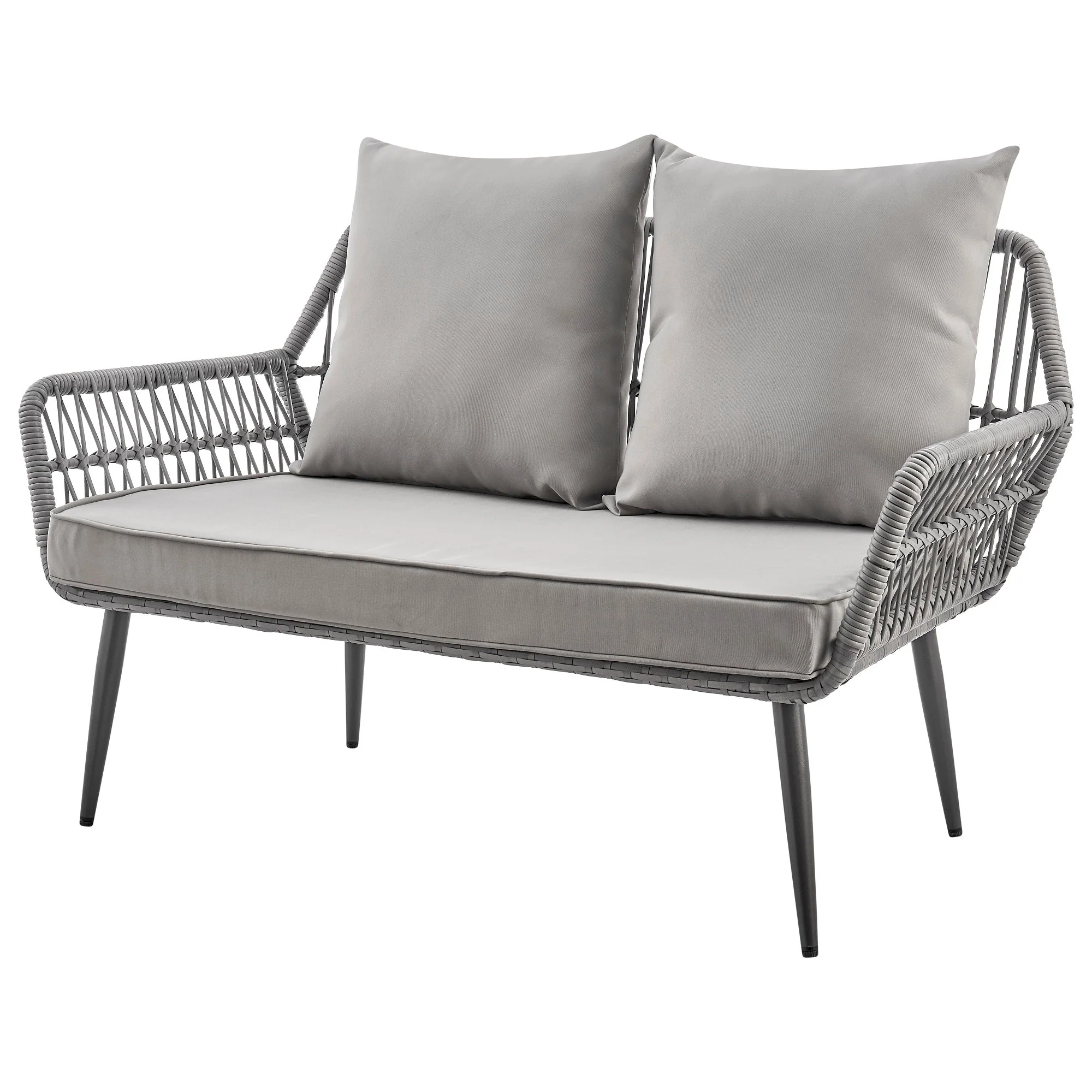 Portofino Patio 4-Person Conversation Set with Coffee Table with Grey Cushions - Image 7