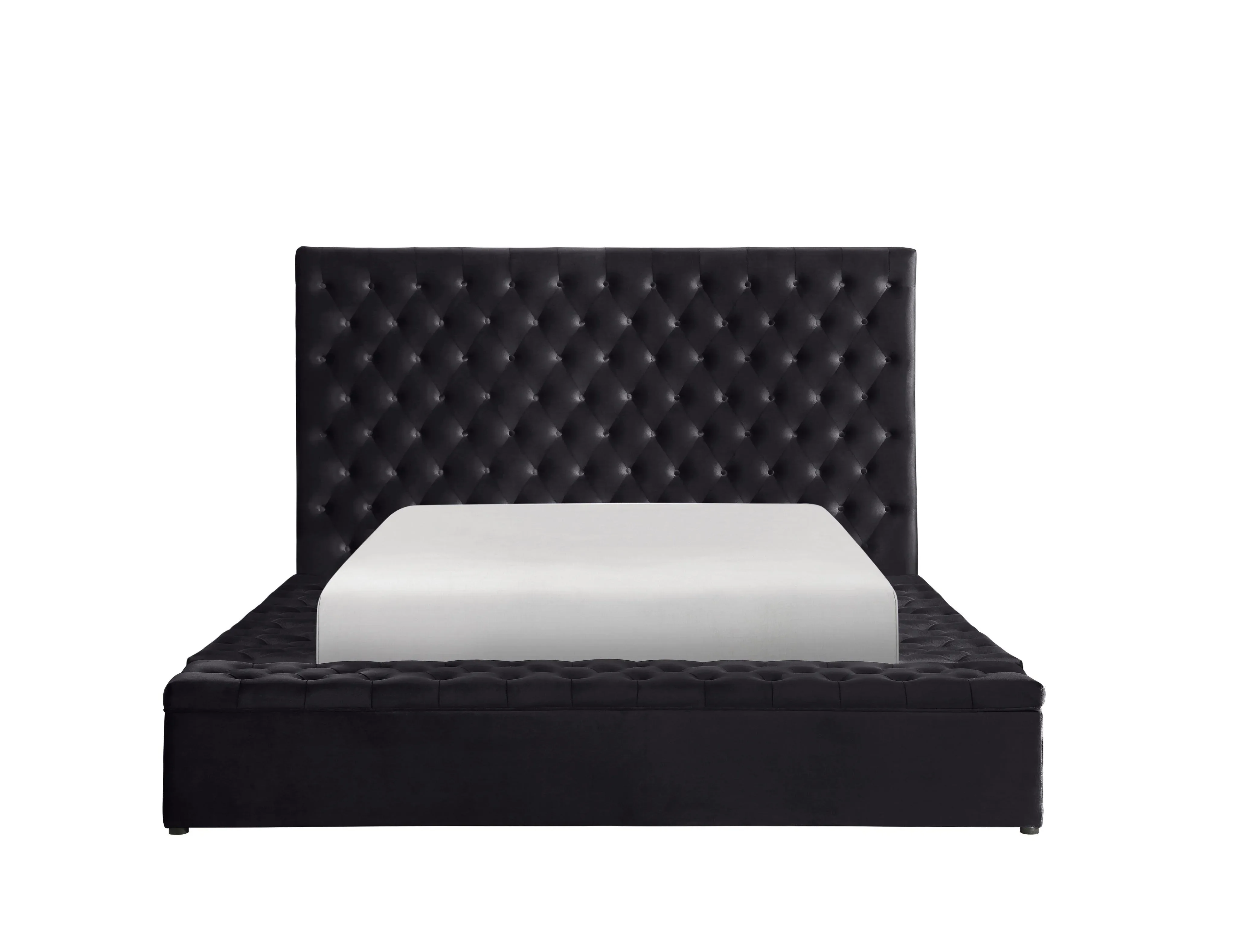 Prague Black Velvet King Upholstered Storage Platform Bed - Image 9