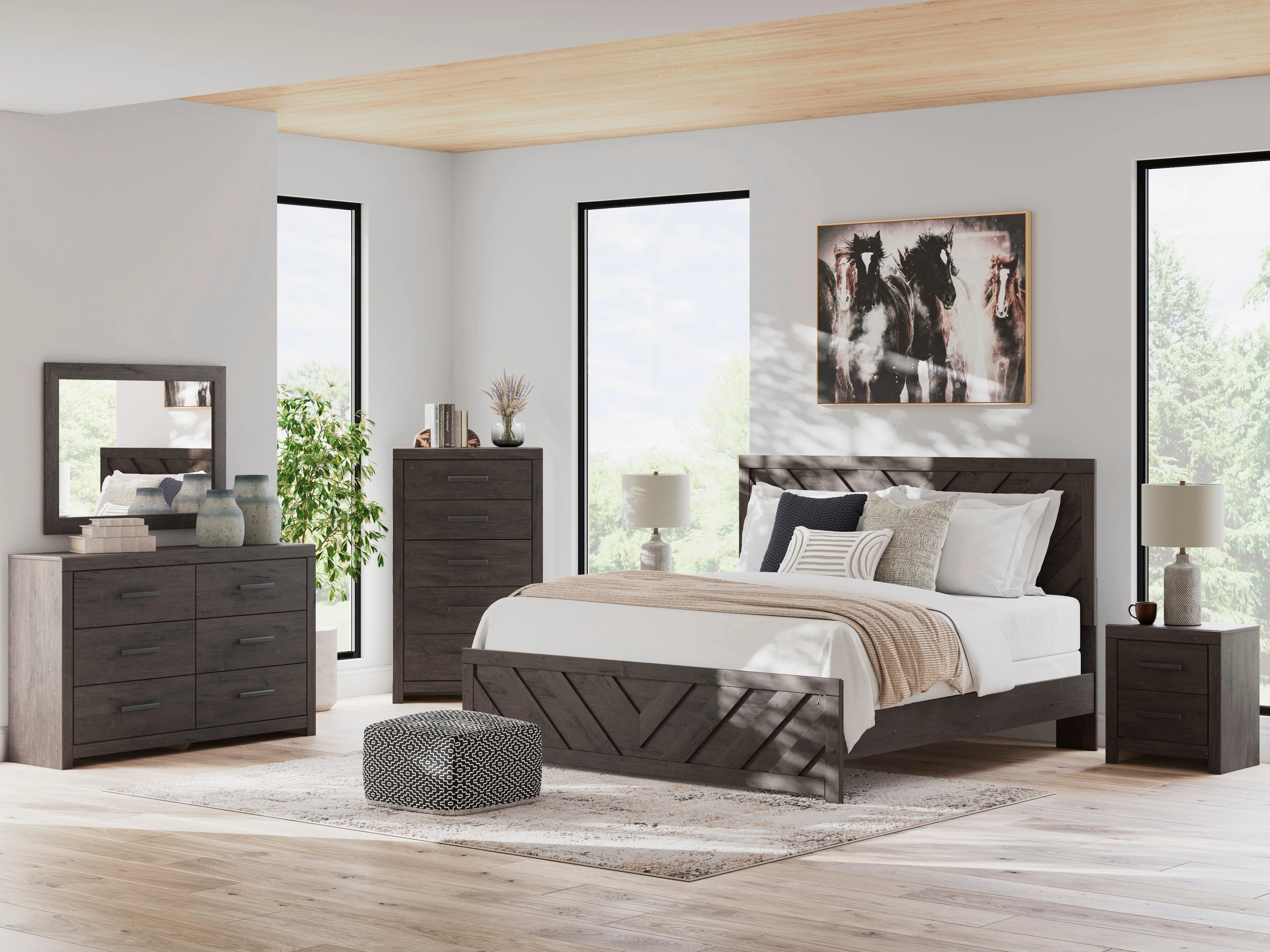 Prendonea Charcoal Panel Bedroom Set - Image 14