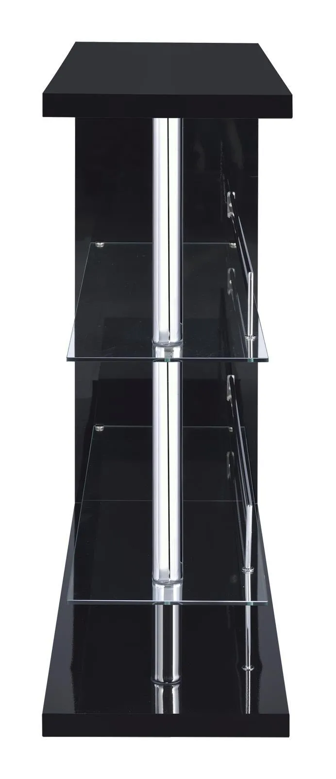 Prescott Glossy Black Rectangular 2-Shelf Bar Unit - Image 3