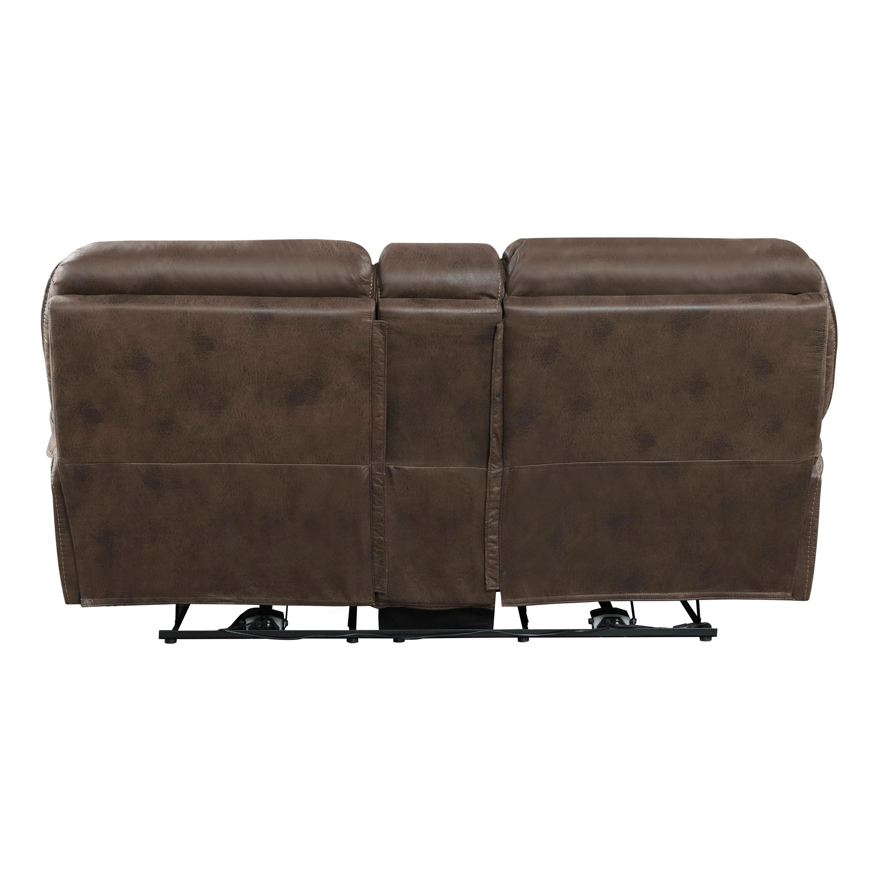 Proctor Brown Microfiber Power Double Reclining Loveseat with Center Console - Image 4
