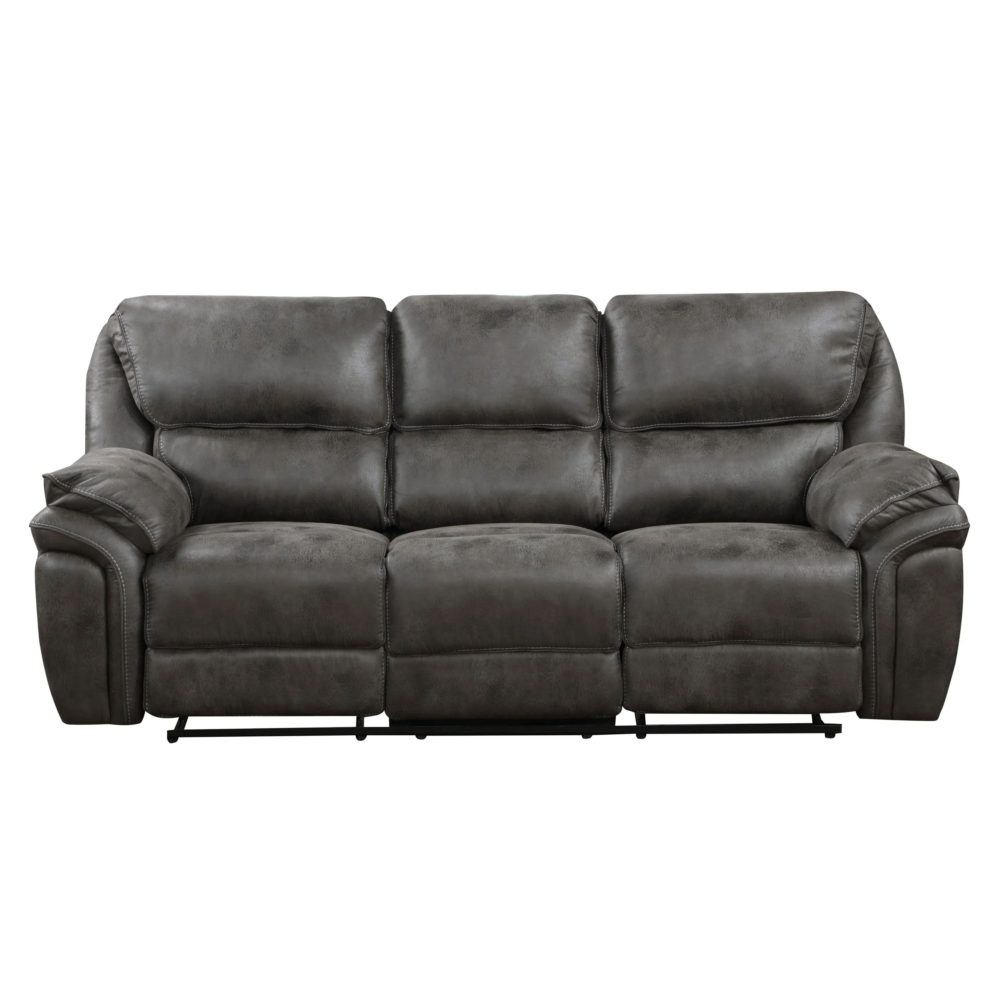 Proctor Gray Microfiber Double Reclining Sofa - Image 7