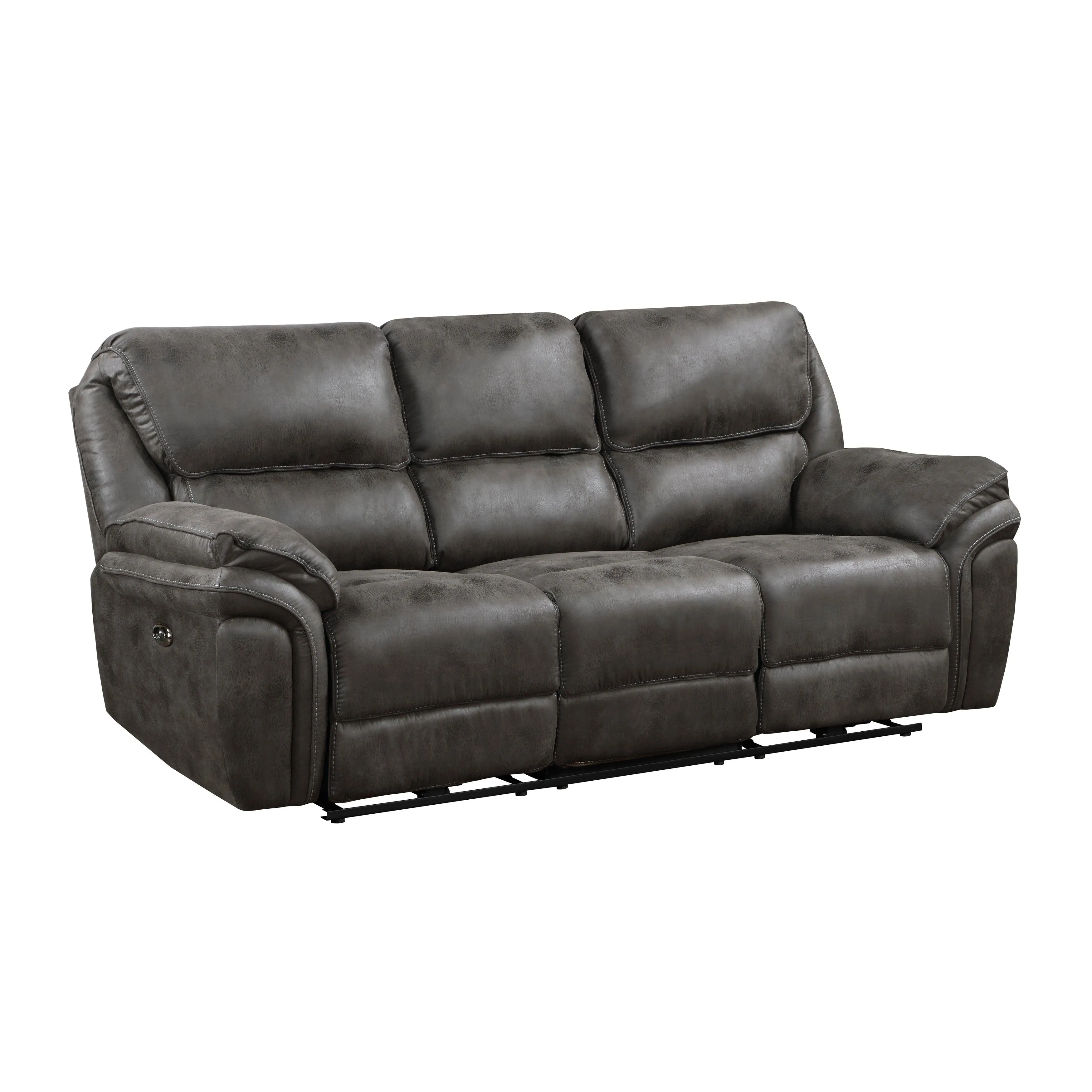 Proctor Gray Microfiber Power Double Reclining Sofa - Image 3