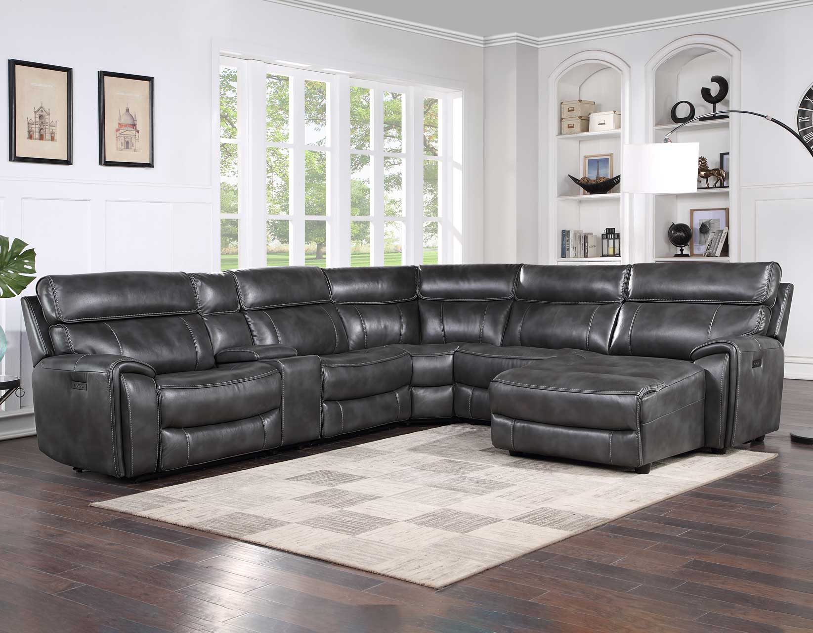 Provo Gray 6-Piece Right Arm Facing (RAF) Chaise Dual Power Reclining Sectional - Image 16