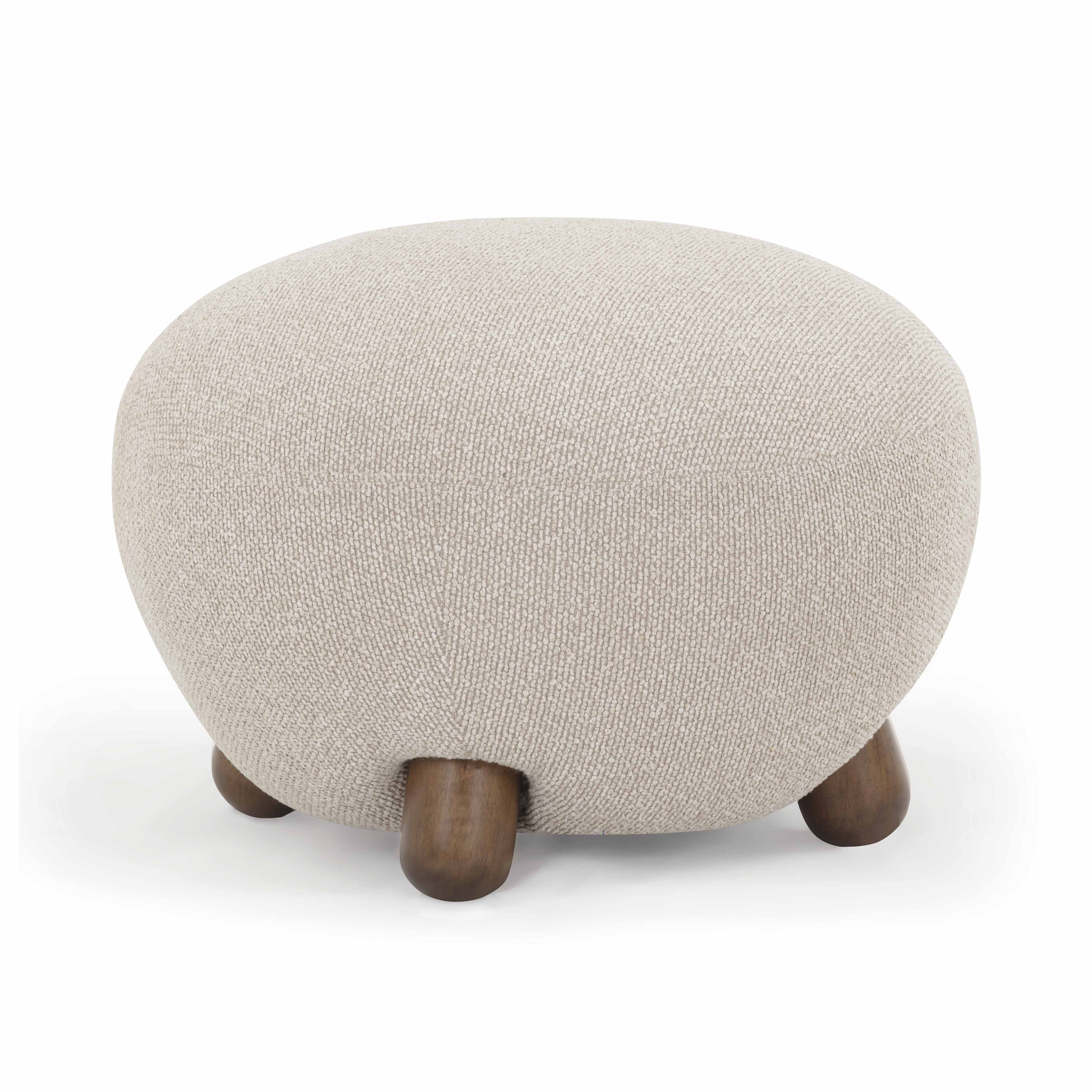 Pucker Warm Grey Boucle Ottoman - Image 3