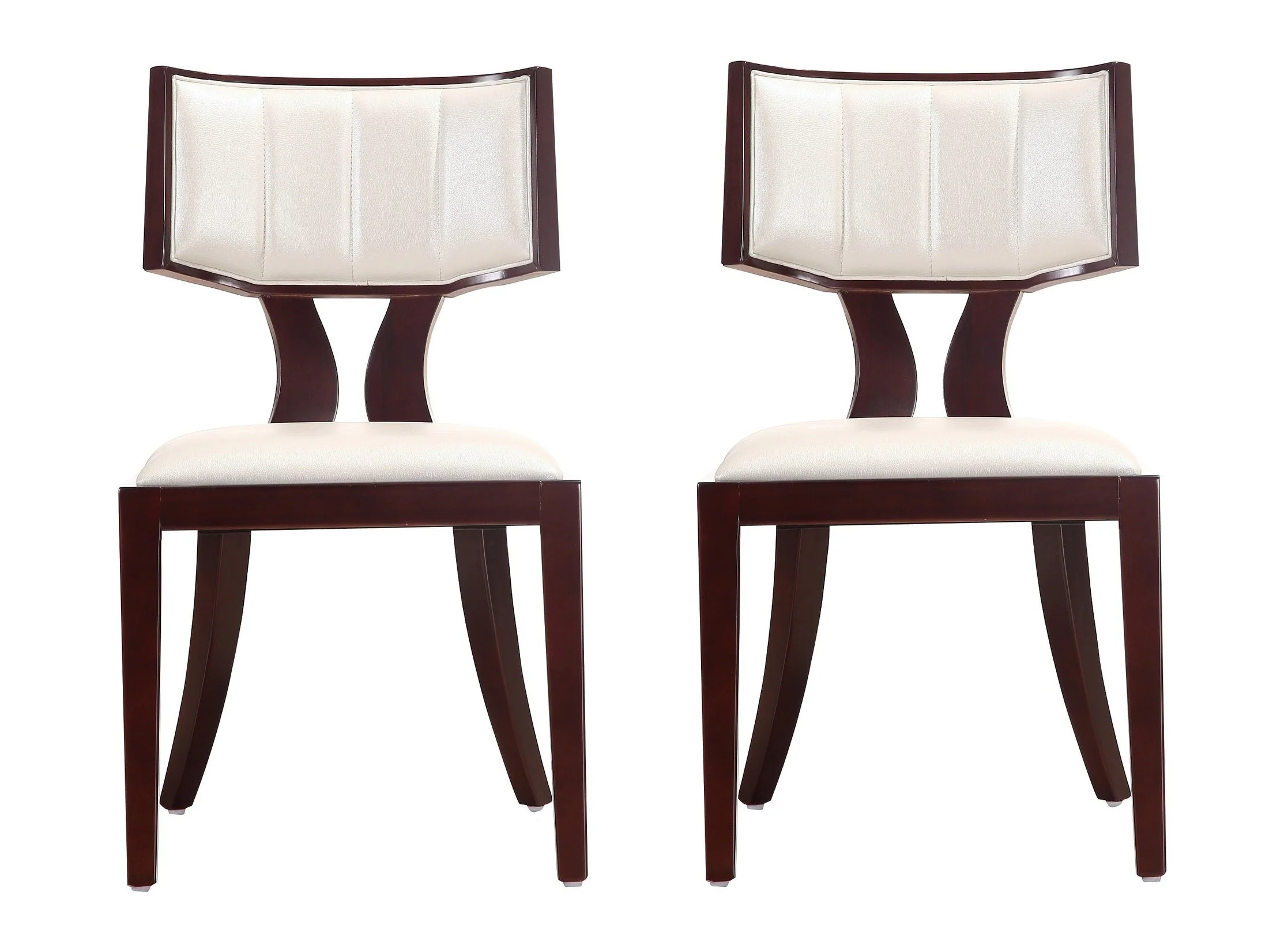 Pulitzer Dining Chair (Set of Two) in Pearl White and Walnut