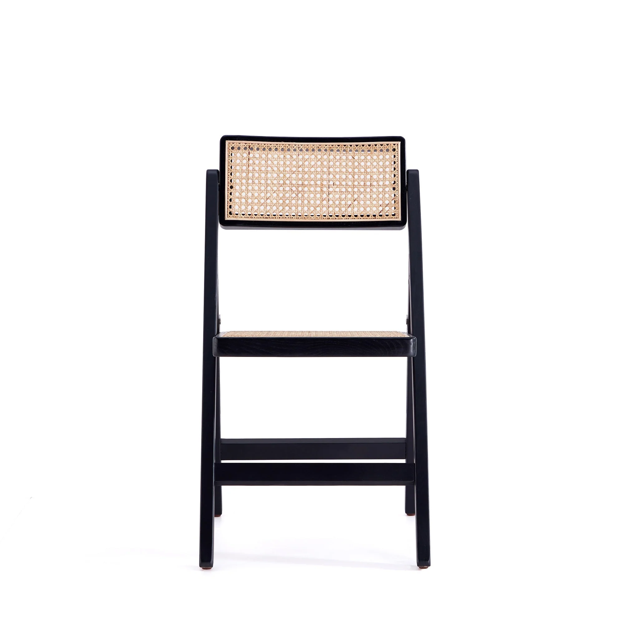 Pullman Folding Dining Chair in Black and Natural Cane (set of 4) - Image 5