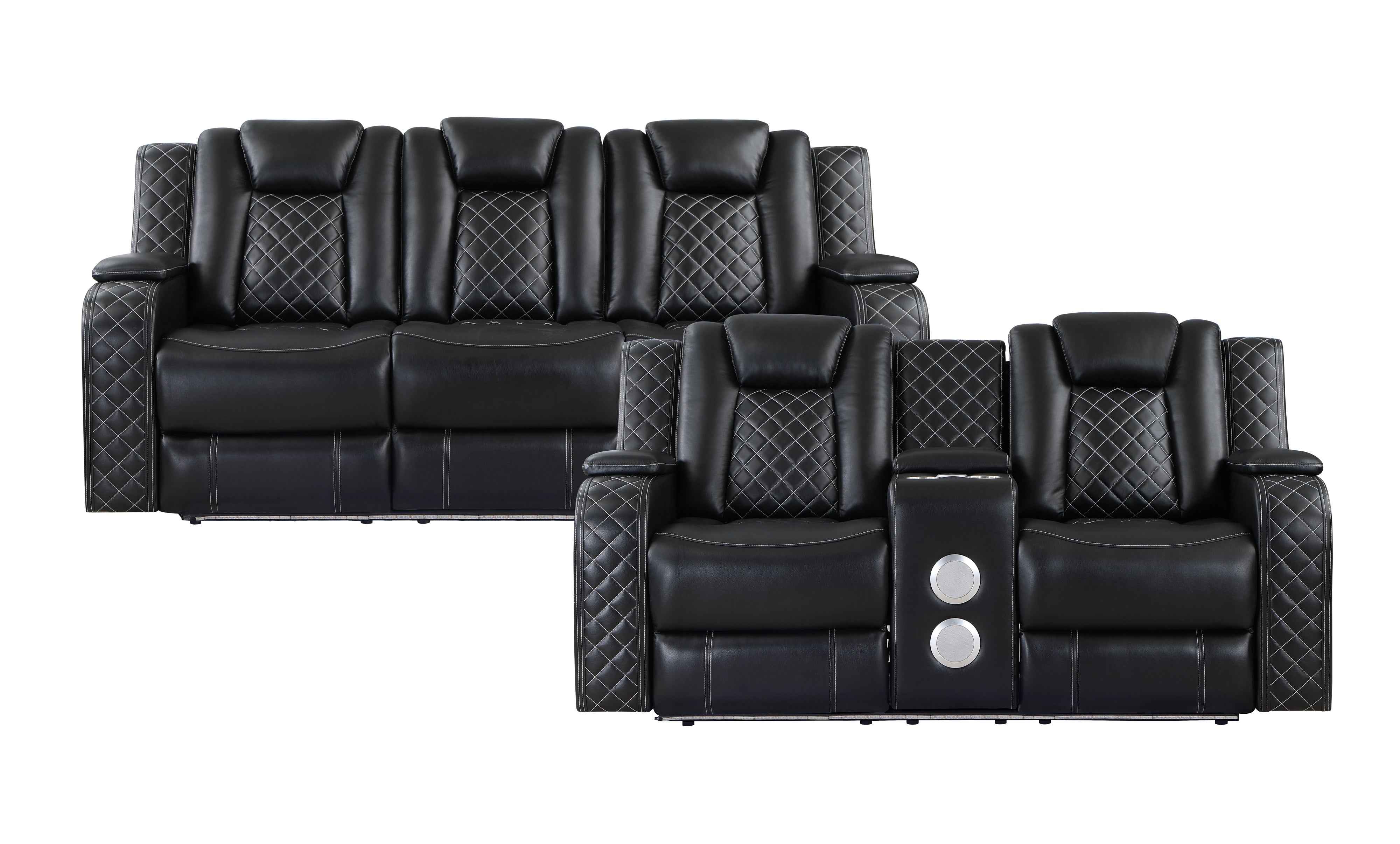 Radiant Black Power Reclining Sofa and Loveseat - Image 3