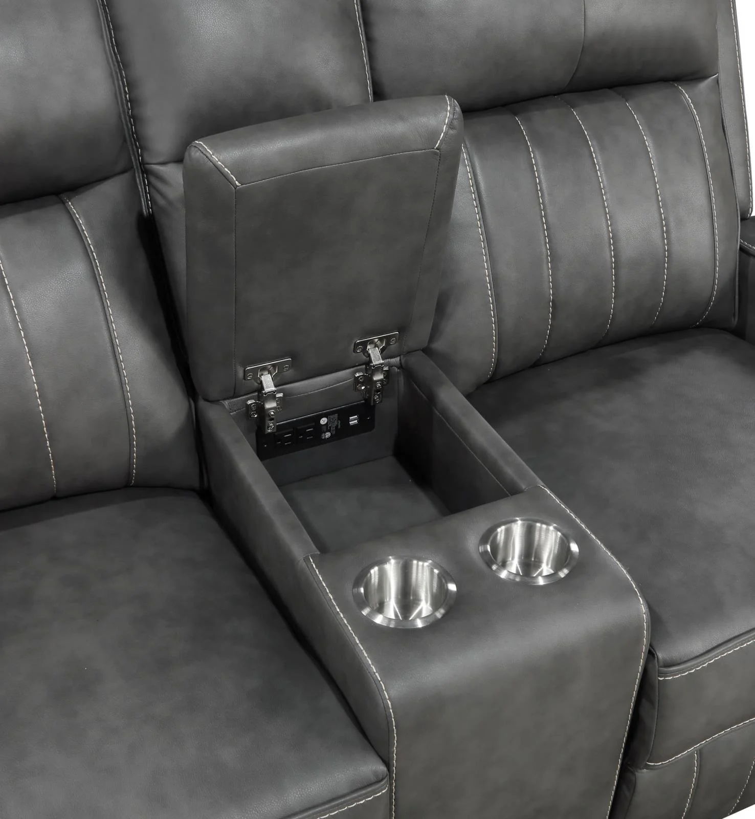 Raelynn Grey 2-Piece Upholstered Motion Reclining Sofa Set - Image 12