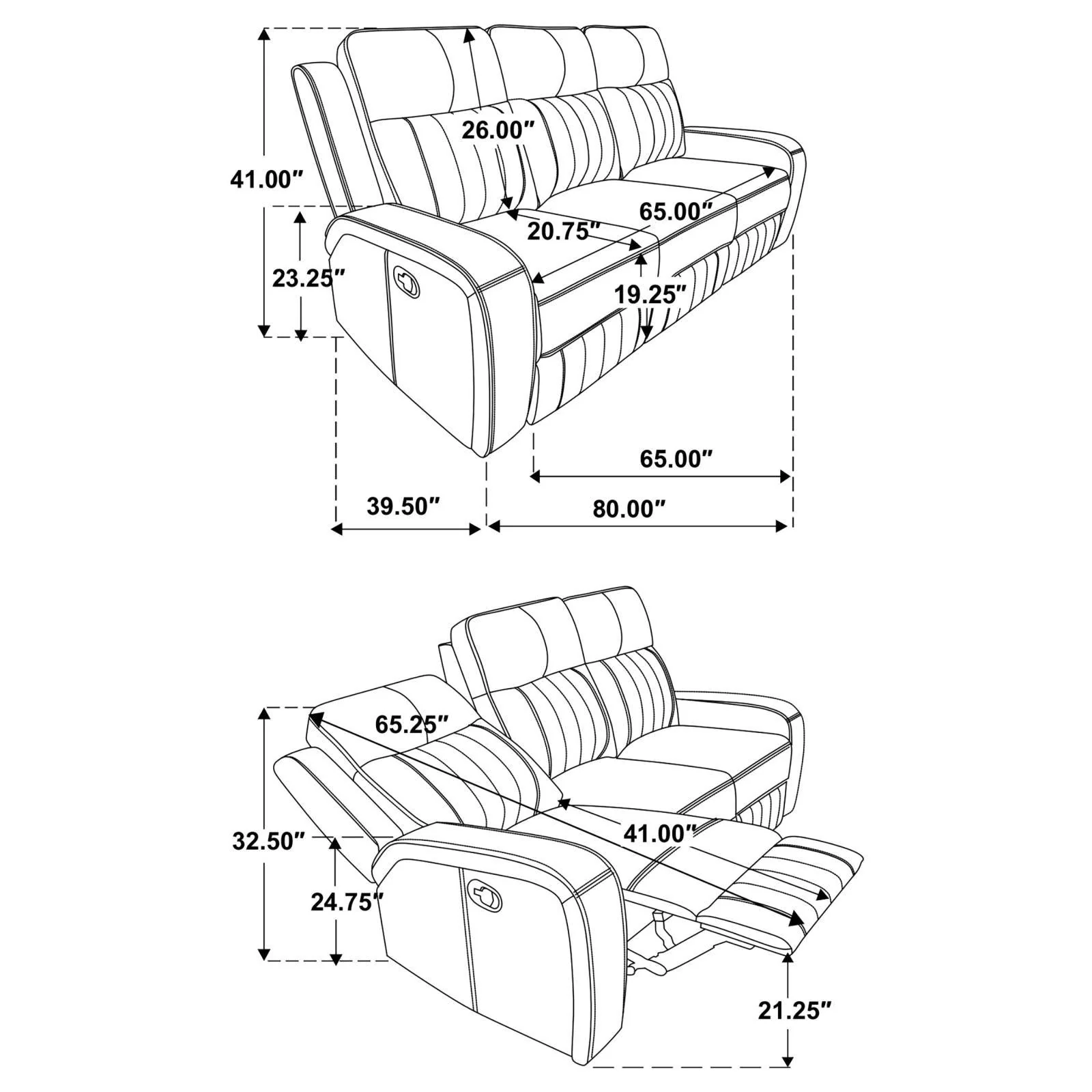 Raelynn Grey Upholstered Motion Reclining Sofa - Image 12