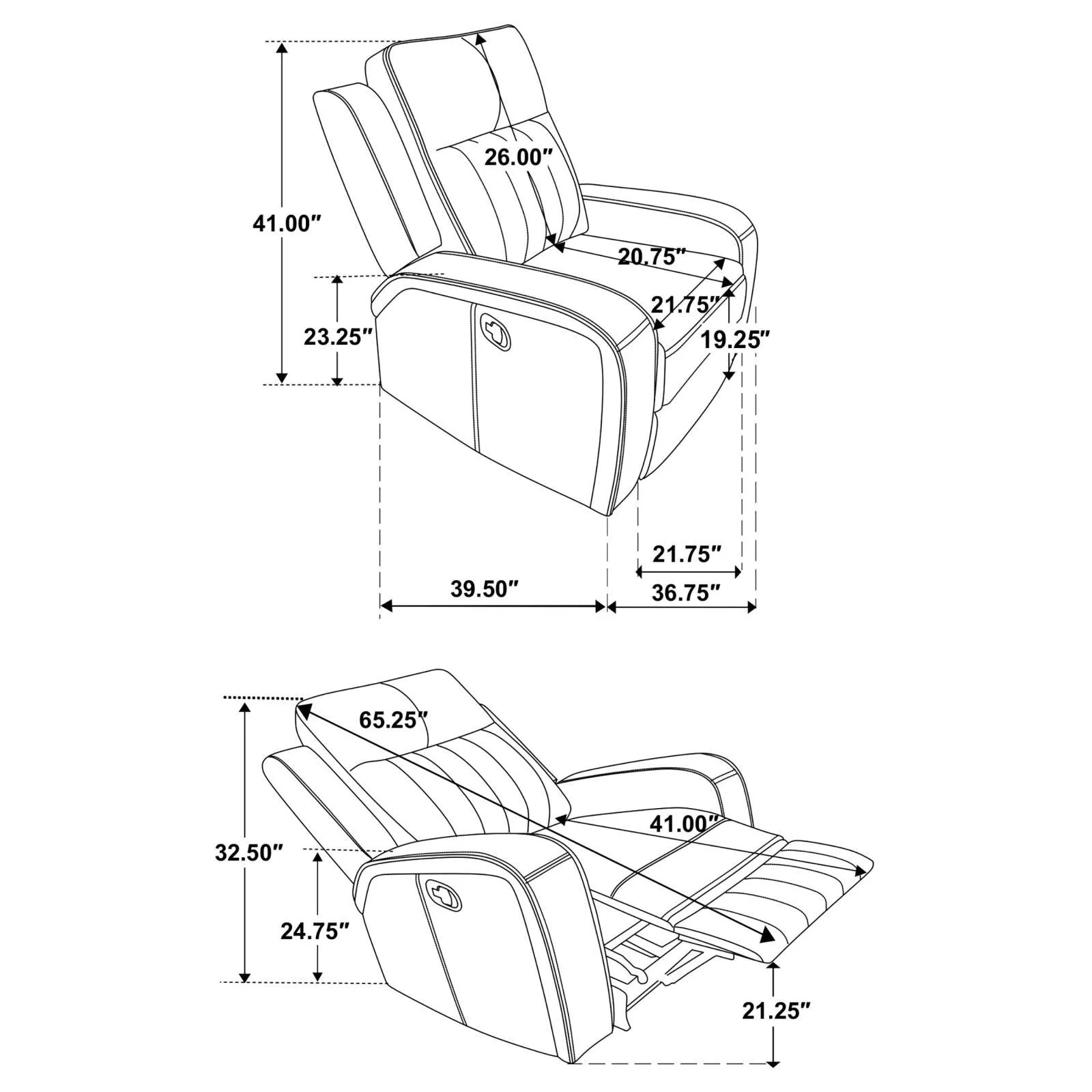 Raelynn Grey Upholstered Recliner Chair - Image 10
