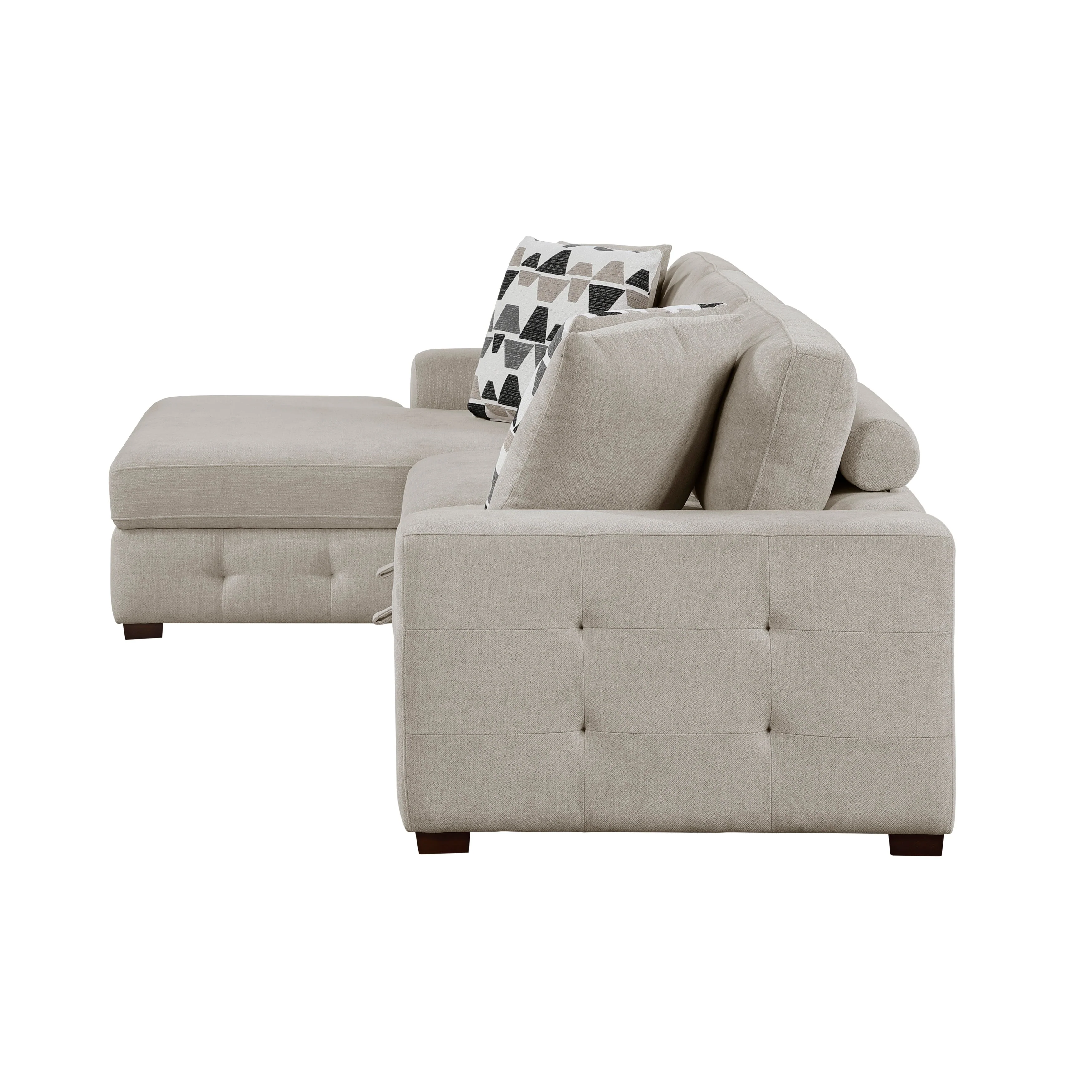 Raife Taupe 3-Piece Sectional with Left Chaise and Ottoman - Image 7