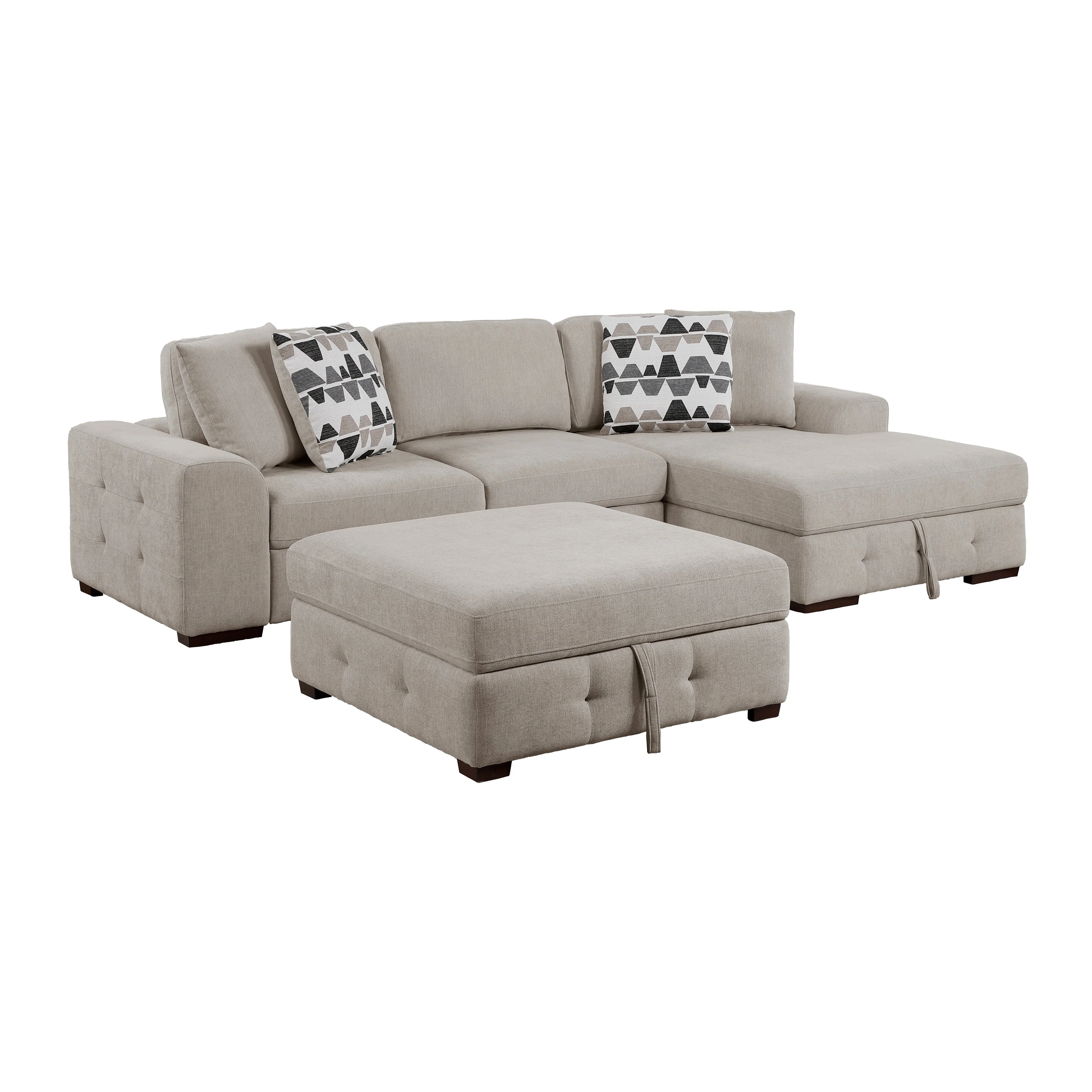Raife Taupe 3-Piece Sectional with Right Chaise and Ottoman - Image 2
