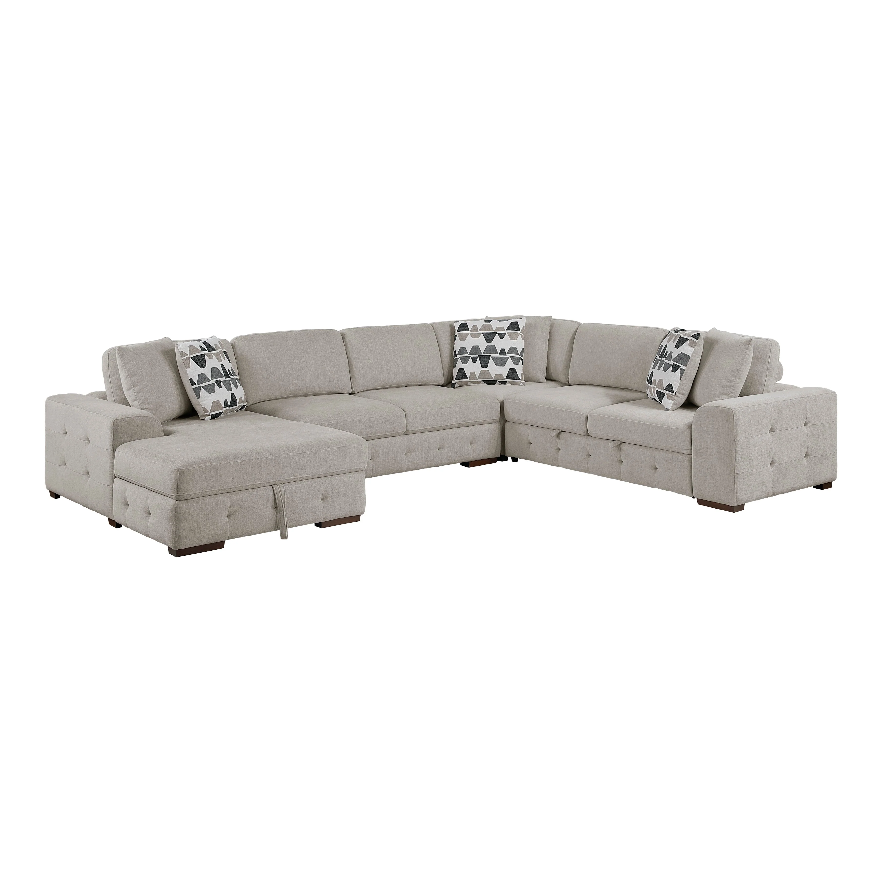 Raife Taupe 5-Piece Sectional with Left Chaise and Ottoman - Image 4