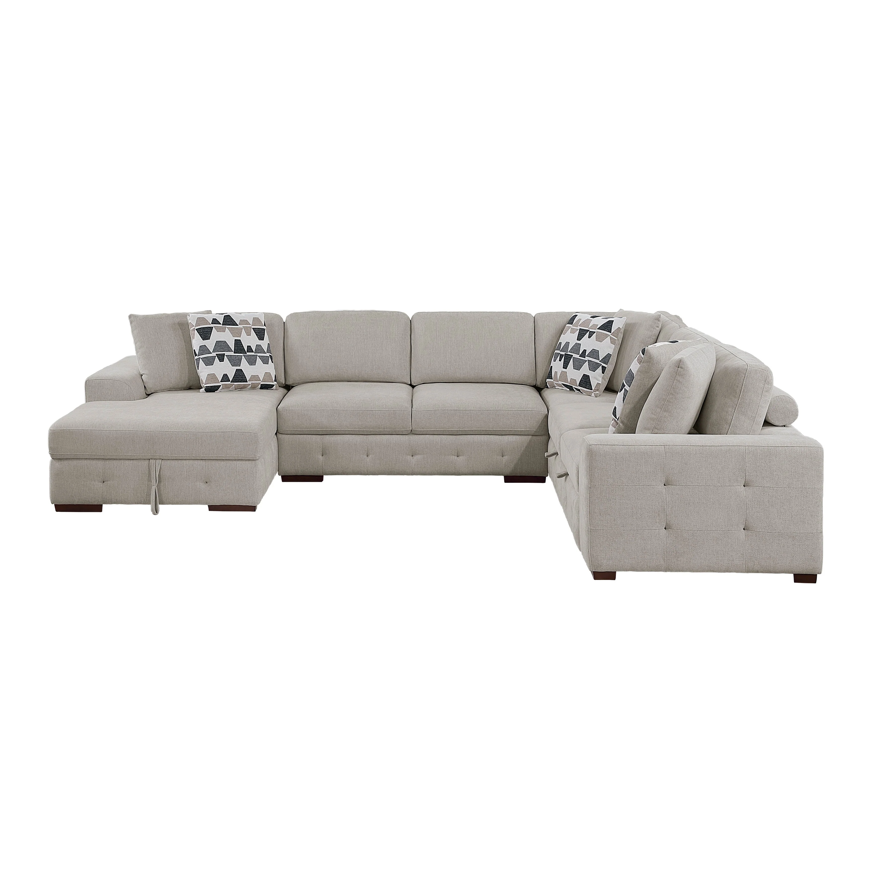 Raife Taupe 5-Piece Sectional with Left Chaise and Ottoman - Image 5