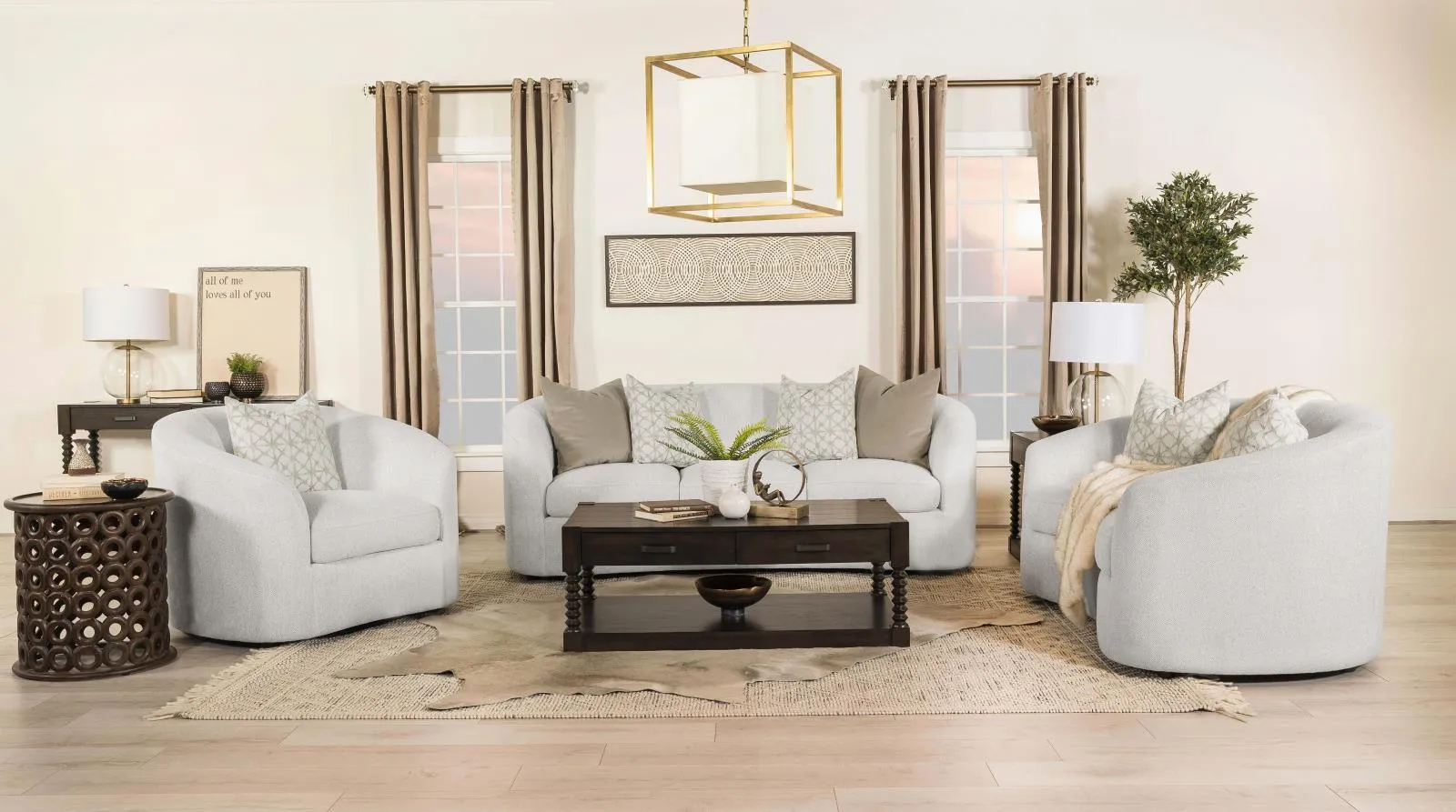 Rainn Latte Upholstered Tight Back Loveseat - Image 9