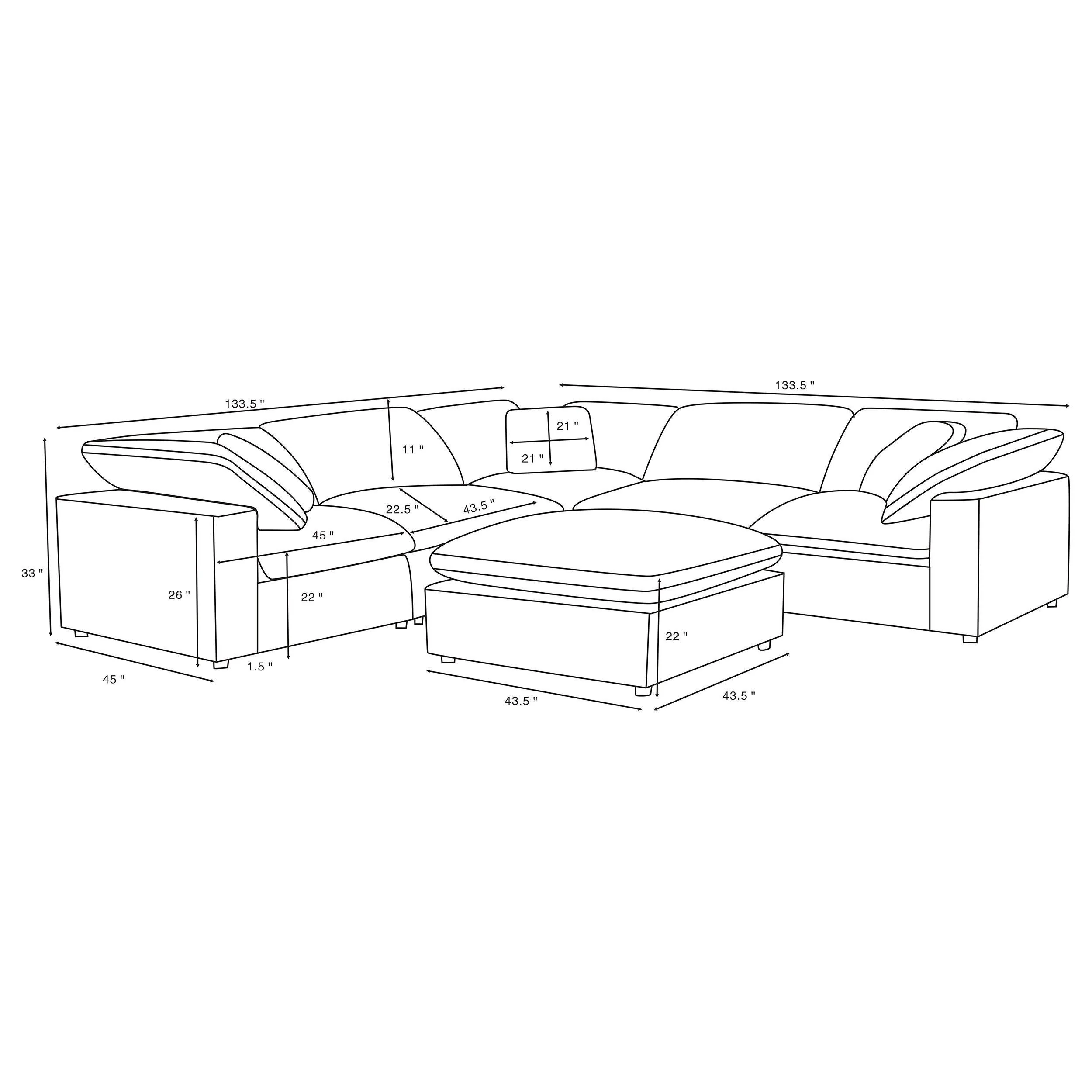 Raleigh Grey 6-piece Boucle Upholstered Modular Sectional - Image 6