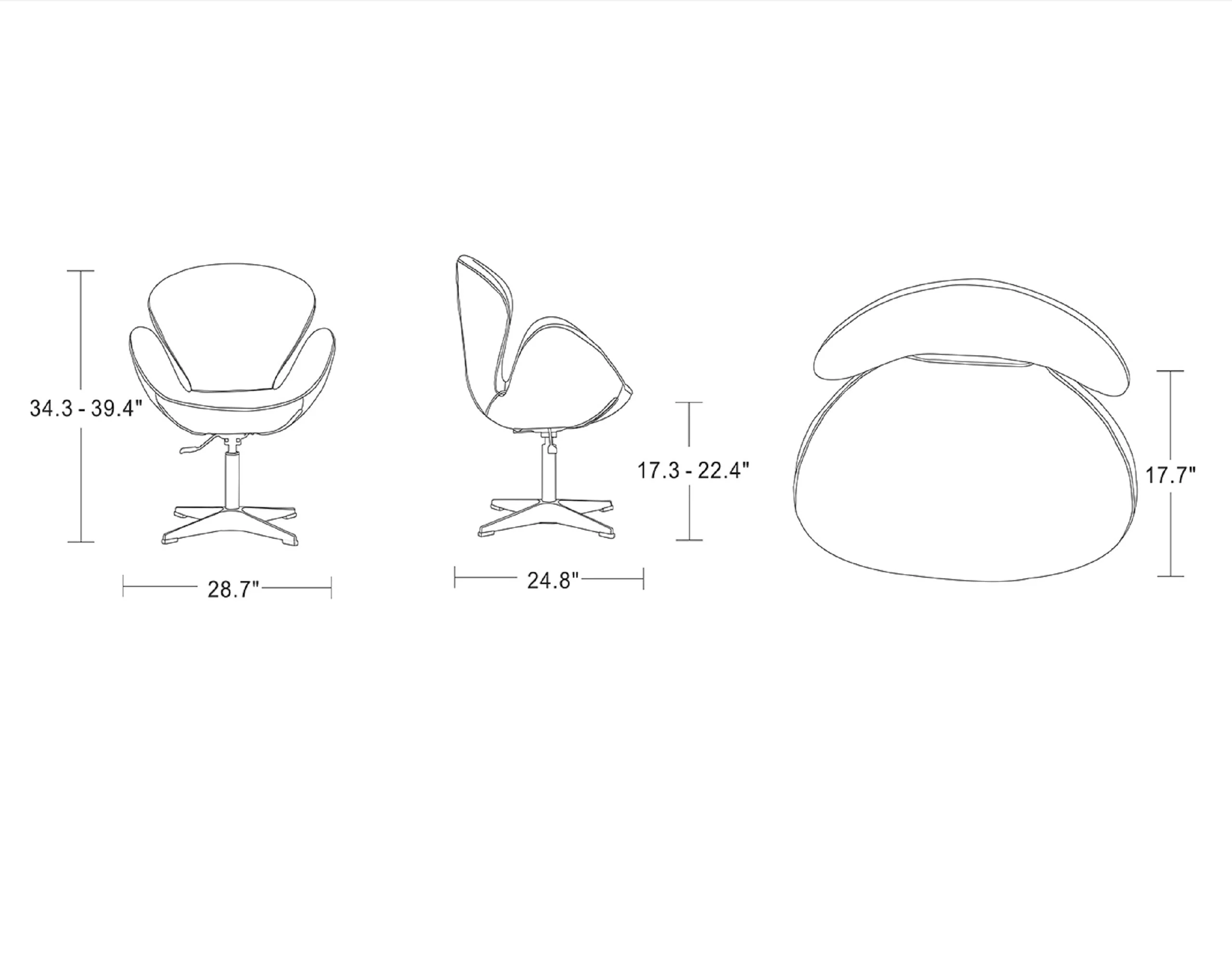 Raspberry Faux Leather Adjustable Swivel Chair in Pebble and Polished Chrome - Image 3
