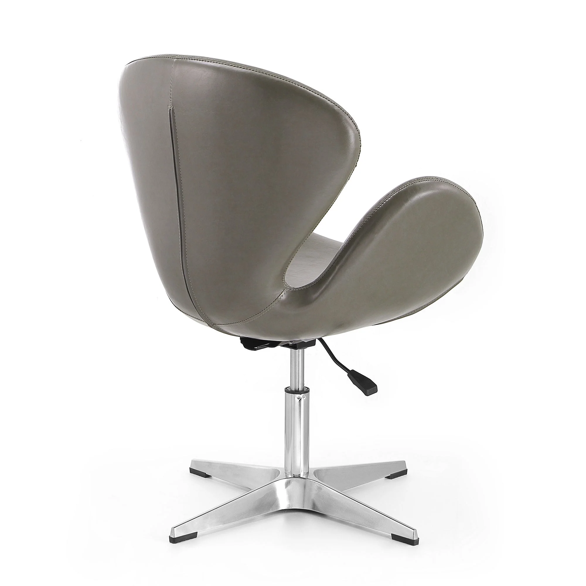 Raspberry Faux Leather Adjustable Swivel Chair in Pebble and Polished Chrome (set of 2) - Image 6